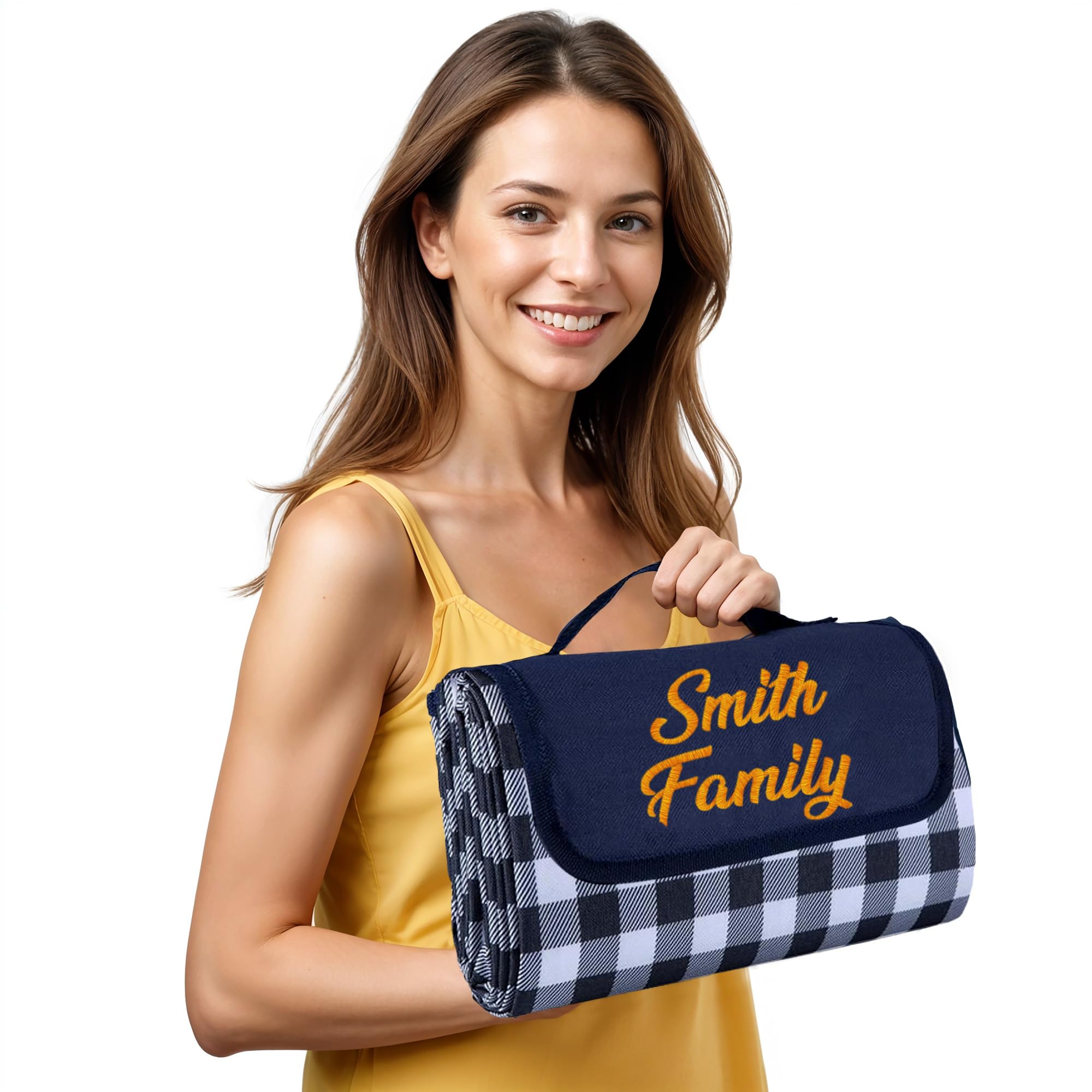 Personalized Extra Large Picnic Blanket - Customized Outdoor Beach Blanket Waterproof Sandproof Portable Blankets - Foldable and Lightweight Mat for Camping, Park, Hiking, Patio