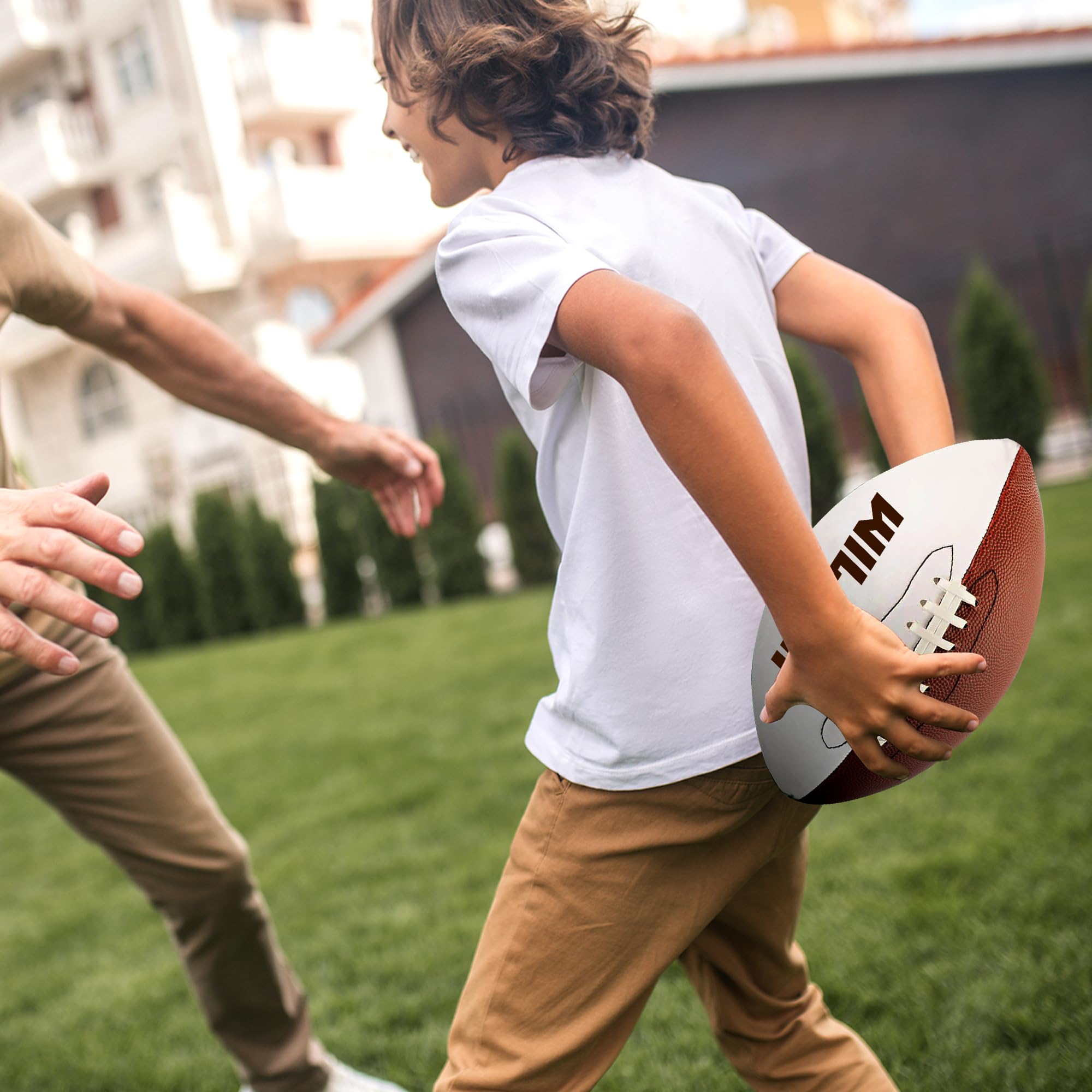 EDSG Personalized Custom Football High School Football Junior Football Full 12-Inch Football Gifts for Coach Dad Football Fan Groomsmen Birthday Graduation Gifts for Son Grandson (Design 3)