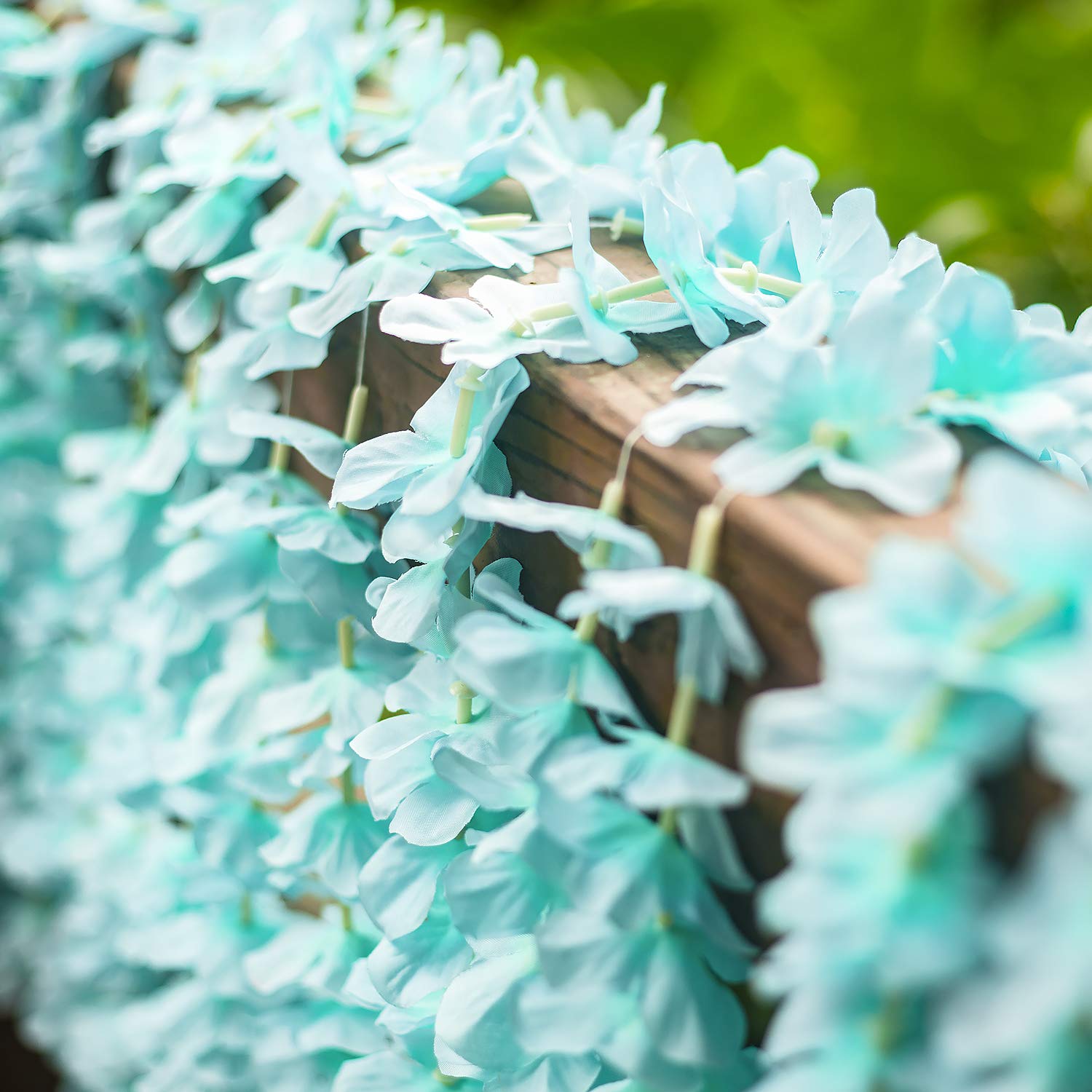 GPARK 10 Pack 6.5 Feet / 78 inch Wisteria Artificial Fake Hanging Flowers Silk Vine Ratta Plants Leaf Garland for Home Wedding Party Garden Outdoor Greenery Wall Decoration Blue