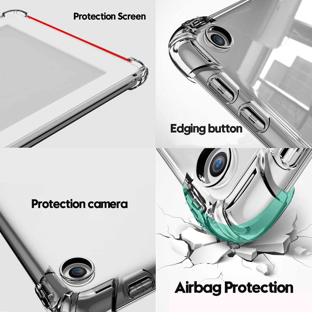 Custom Name & Initial Clear Case for Amazon Fire HD 10 Plus HD8 8 Plus 7 Tablet 11th 10th 9th 8th 7th 6th 5th Generation (2015-2021 Release)(Light Blue Flowers