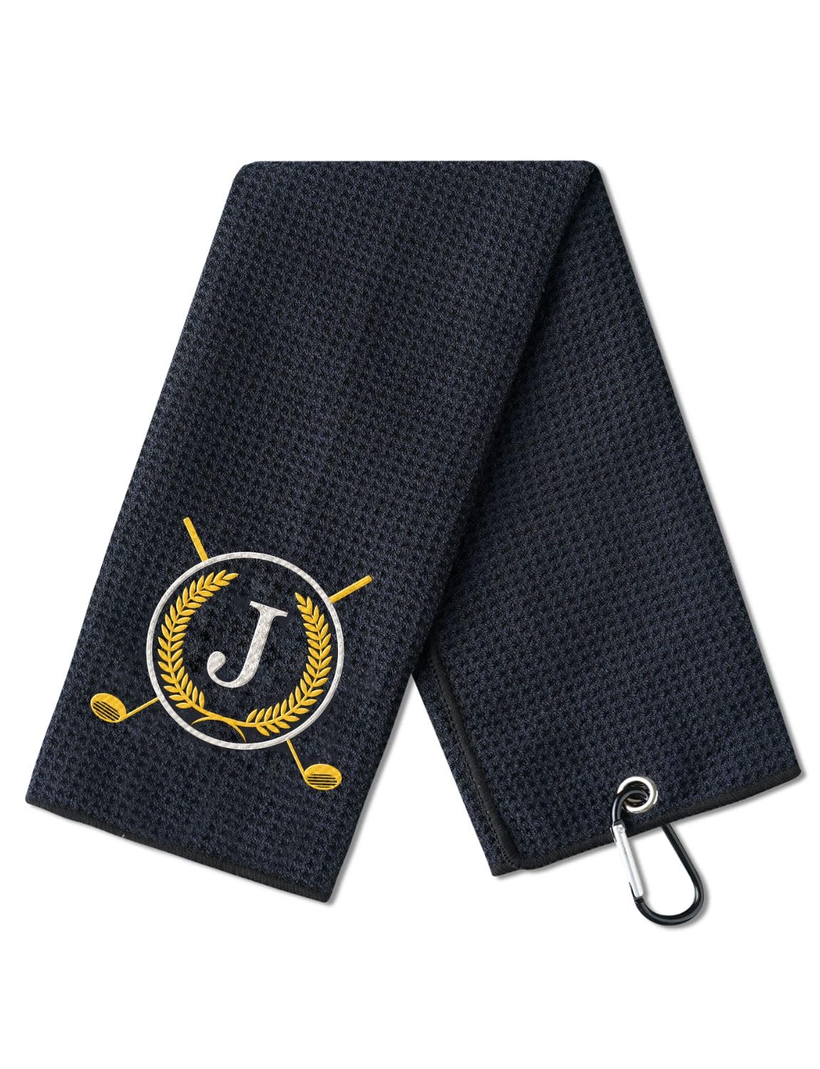 CybGene Golf Towels Gift, Monogrammed Golf Towels for Golf Bags for Men and Women on National Golf Day, Retirement, Birthday, and Christmas, 16”x 24” Microfiber Golf Towel - Initial J