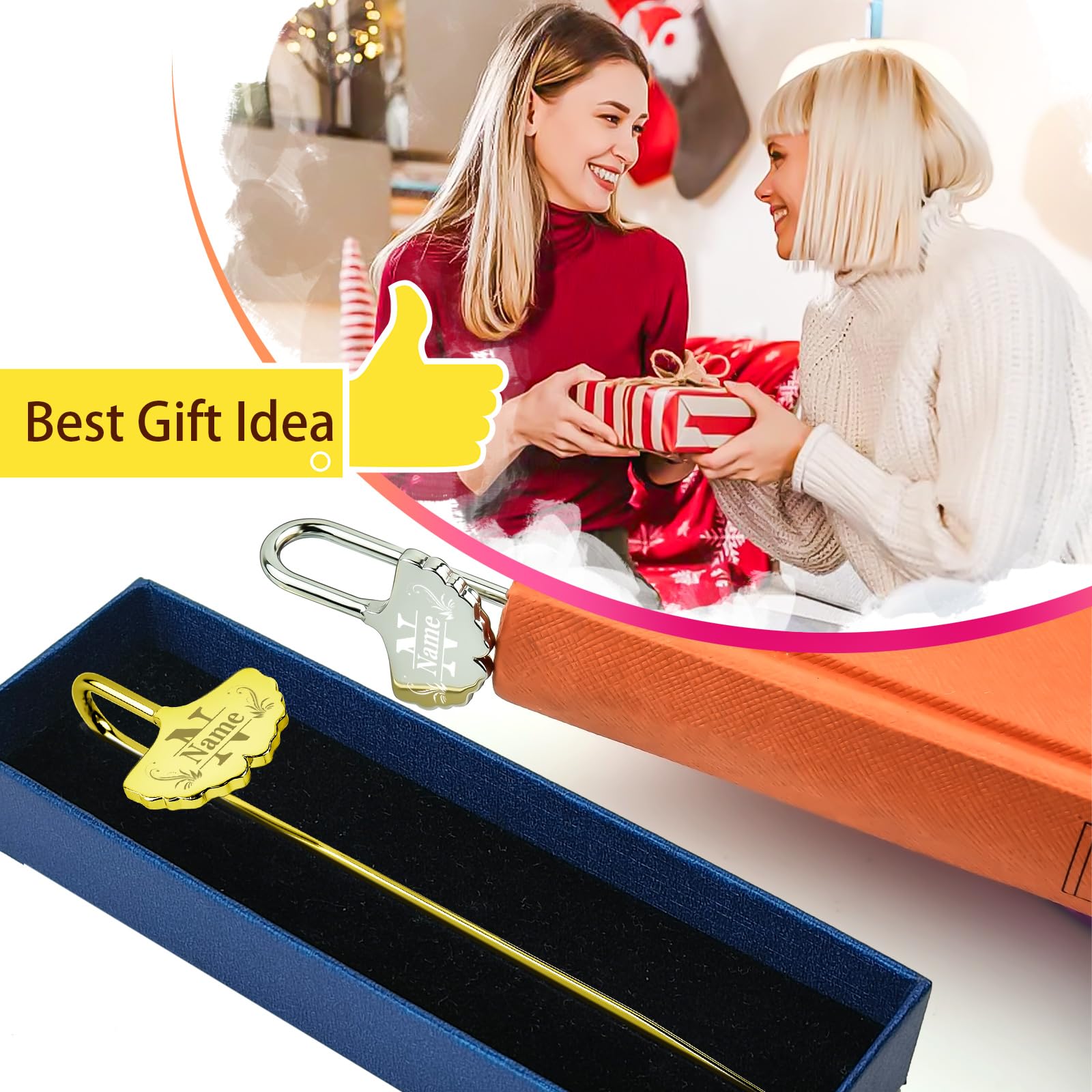 Engraved Personalized Bookmarks with Name - Cute Custom Metal Flower Bookmarks - Perfect Personalized Gifts for Readers and Book Lovers - Unique Small Friendship Gifts for Women, Men, Teachers (Petal)