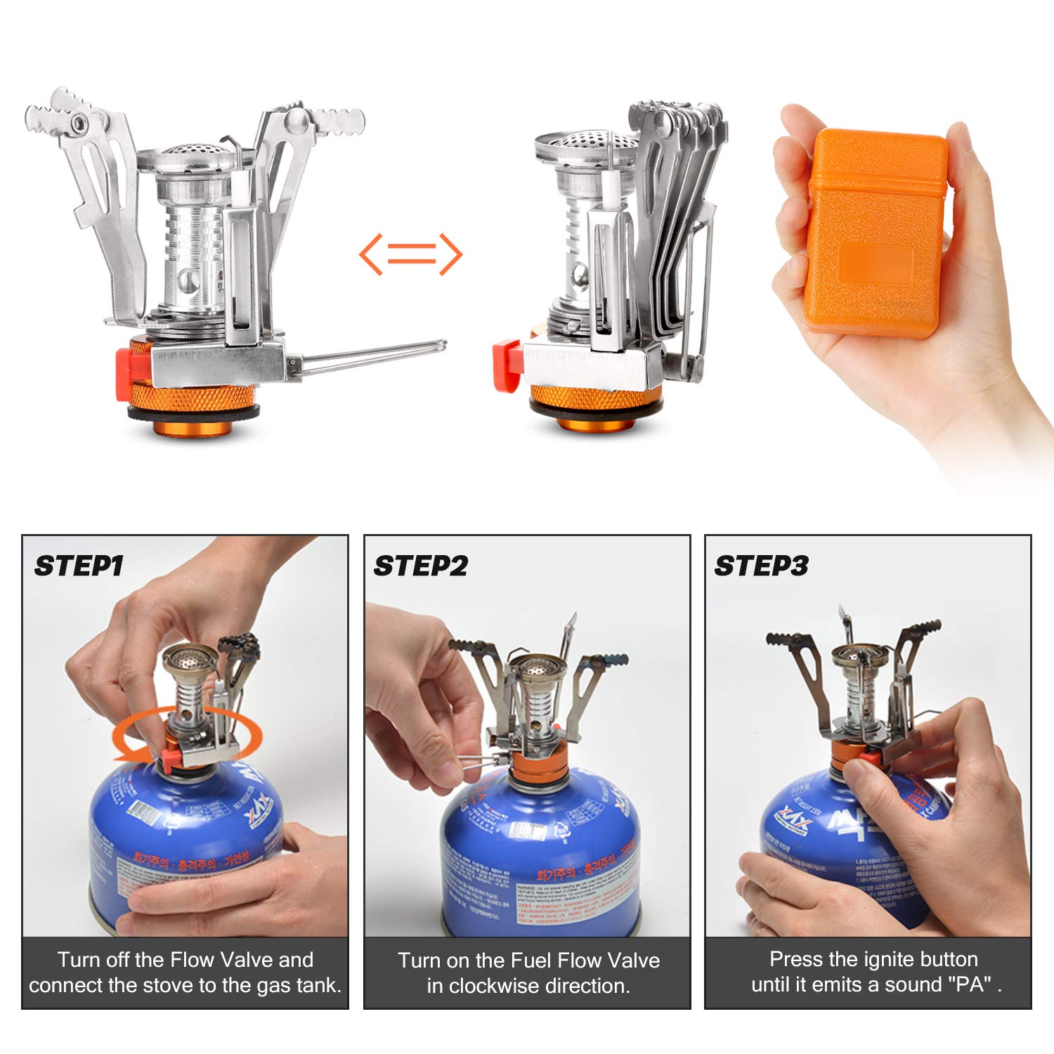 Odoland 16pcs Camping Cookware Set with Folding Camping Stove, Non-Stick Lightweight Pot Pan Kettle Set with Stainless Steel Cups Plates Forks Knives Spoons for Camping Backpacking Outdoor Picnic