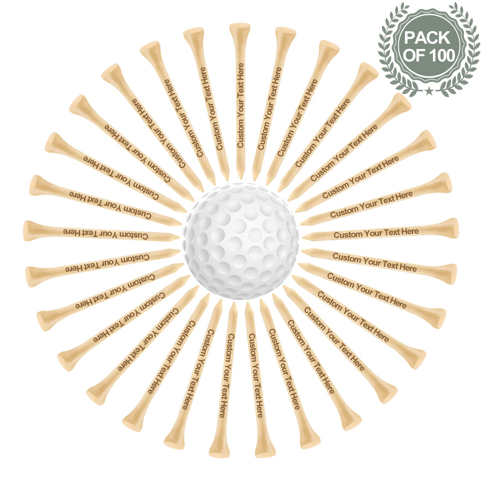 50-500 PCS Personalized Golf Tees in A Pouch, Custom Golf Tees Bulk with Your Name, Text, Logo, Wood Golf Tees 3 1/4" Inch Size, Personalized Golf Gift, and Party Favors