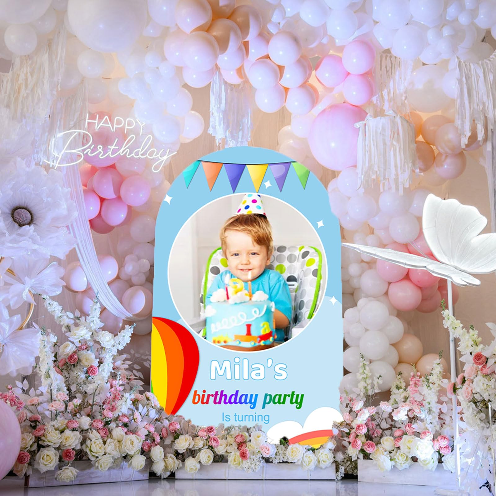 Custom Arch Cover Wedding Birthday 7.2Ft 6.6Ft Personalized Photo Arch Cloth Customized Arch Backdrop Cover for Party Wedding Holiday Birthday Exhibitions, 4~7.2 FT