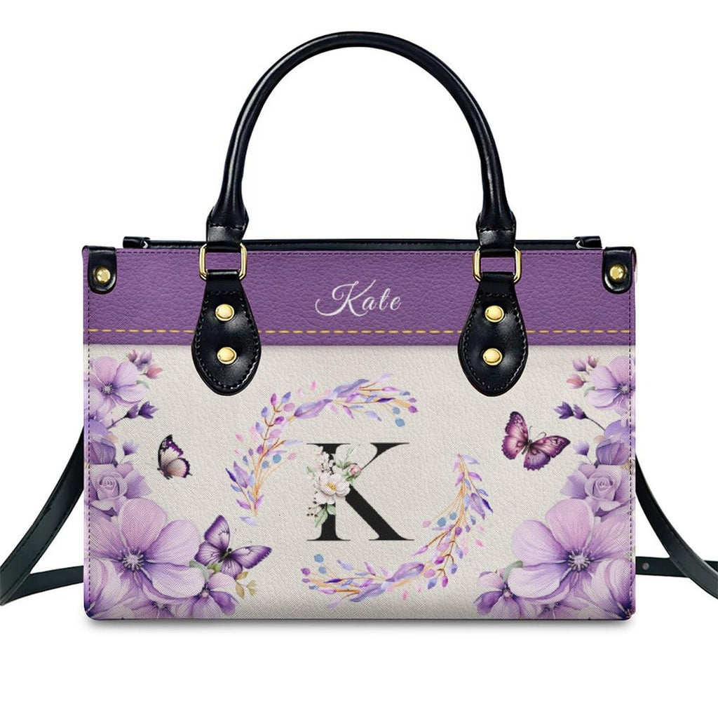 Personalized Monogrammed Womens Handbags - Medium Top-handle with Shoulder Strap - Aesthetic Handbag with Zipper