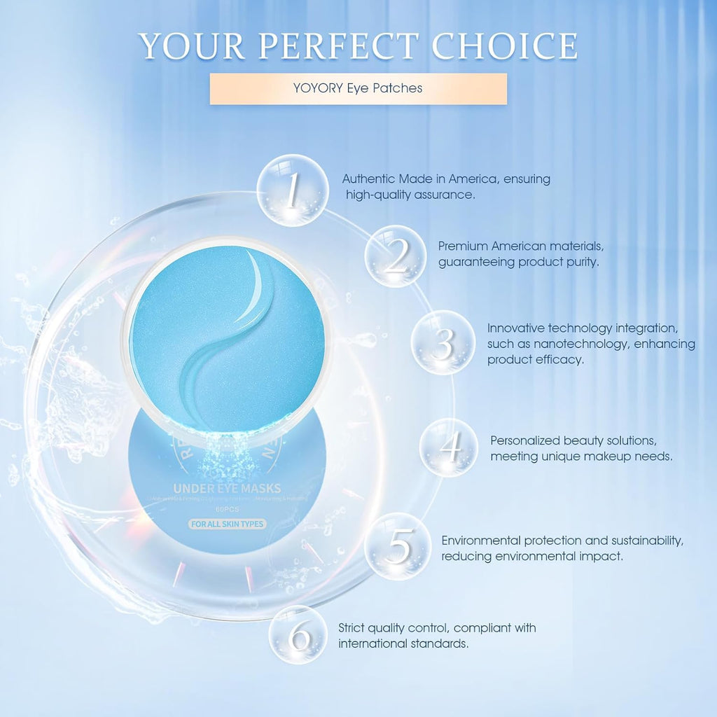 YOYORY Under Eye Patches Masks - for Eye Bags, Puffy Eyes, Wrinkles, Fine Lines, Dark Circles Treatment with Collagen and Hyaluronic Acid, Moisturizing and Hydrating - 60 Pcs