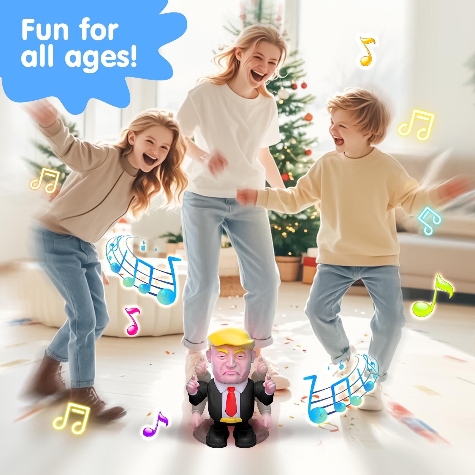 TOYTANLIFE Trump Toys Rechargeable Dancing Robot Kids Toys, Prank Toys & Games, Xmas Birthday Gifts, Toys for Boys & Girls Ages 3 to Up (Black)