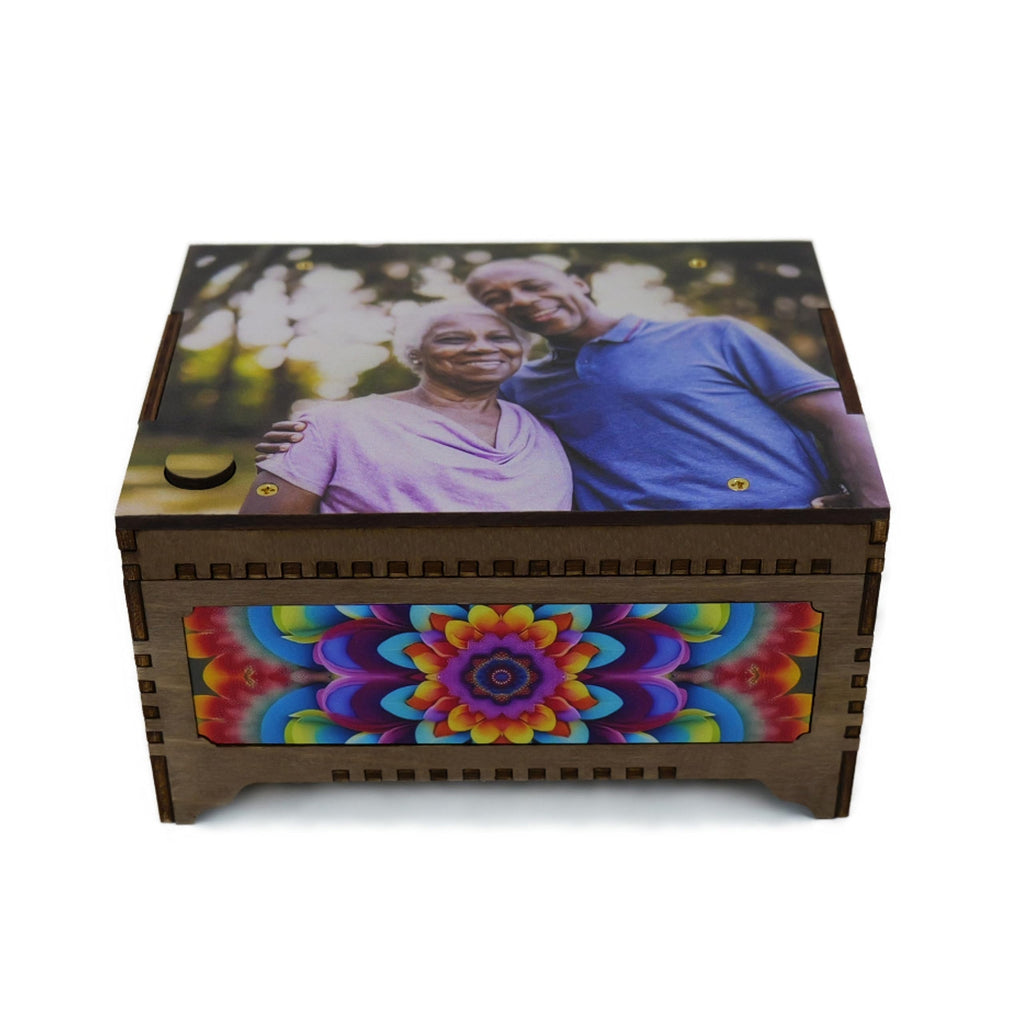 Personalized Photo Top Music Box, Plays Any Custom Song, Printed Image Gift