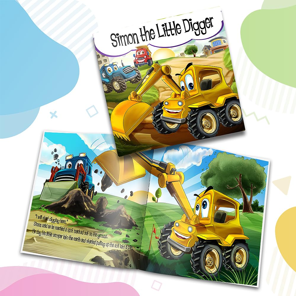 Personalized Story Book by Dinkleboo - The Little Digger Story - Teaches Your Child About Teamwork - for Children Aged 0 to 8 Years Old - Soft Cover - Smooth, Glossy Finish (8"x 8")