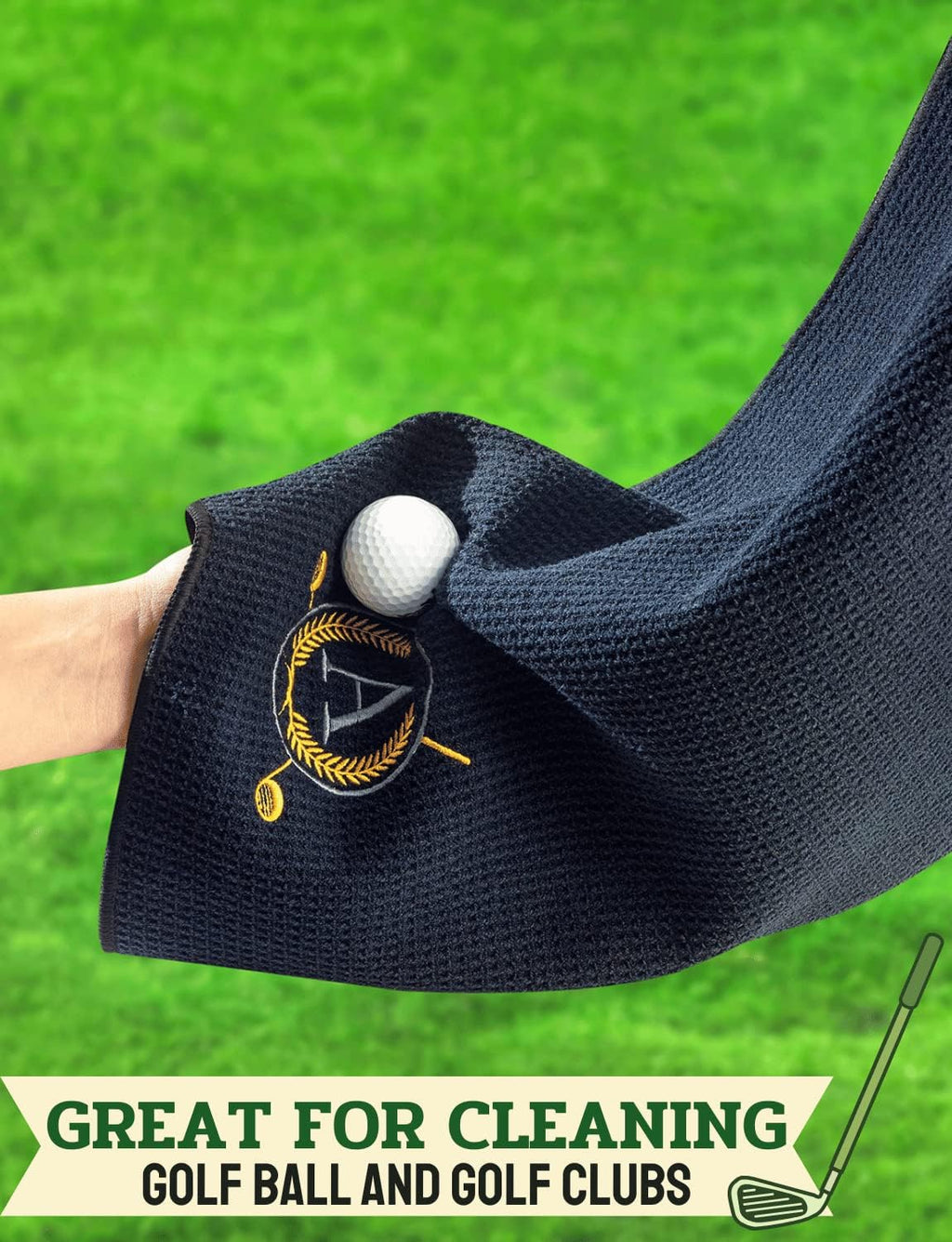 CybGene Golf Towels Gift, Monogrammed Golf Towels for Golf Bags for Men and Women on National Golf Day, Retirement, Birthday, and Christmas, 16”x 24” Microfiber Golf Towel - Initial J