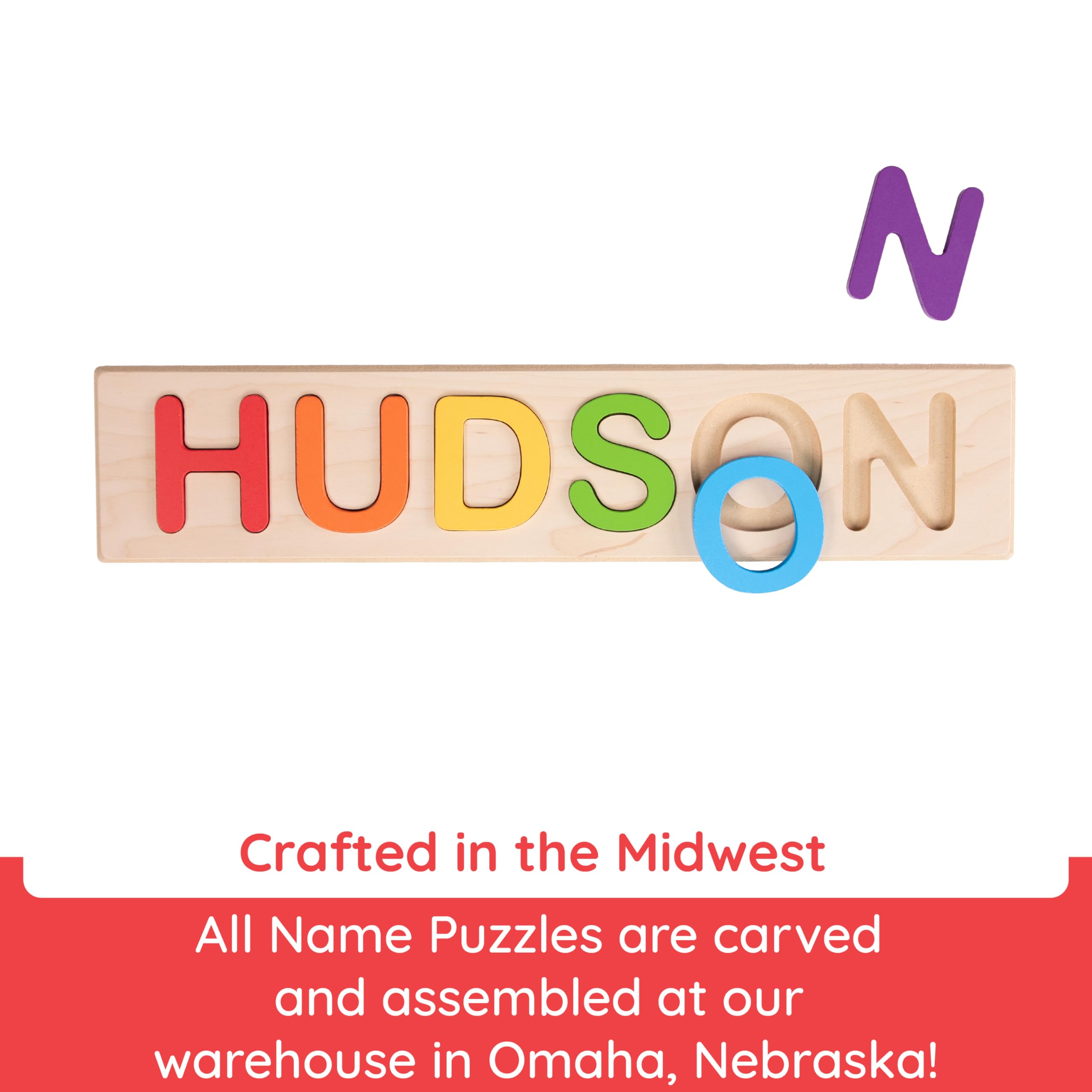 Fat Brain Toys Wooden Personalized Name Puzzles for Toddlers 1-3+, Custom Puzzles, Flat Rate up to 9 Letters