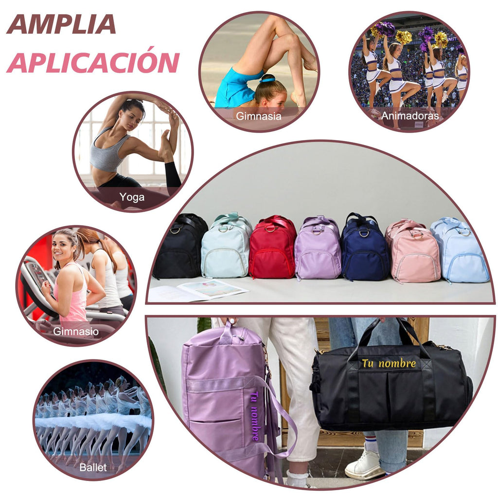 Custom embroidered sports bag, personalized gym bag, (with wet and dry pockets and shoe compartment) weekend travel duffel bag with shoulder strap, gift for travel and sports lovers