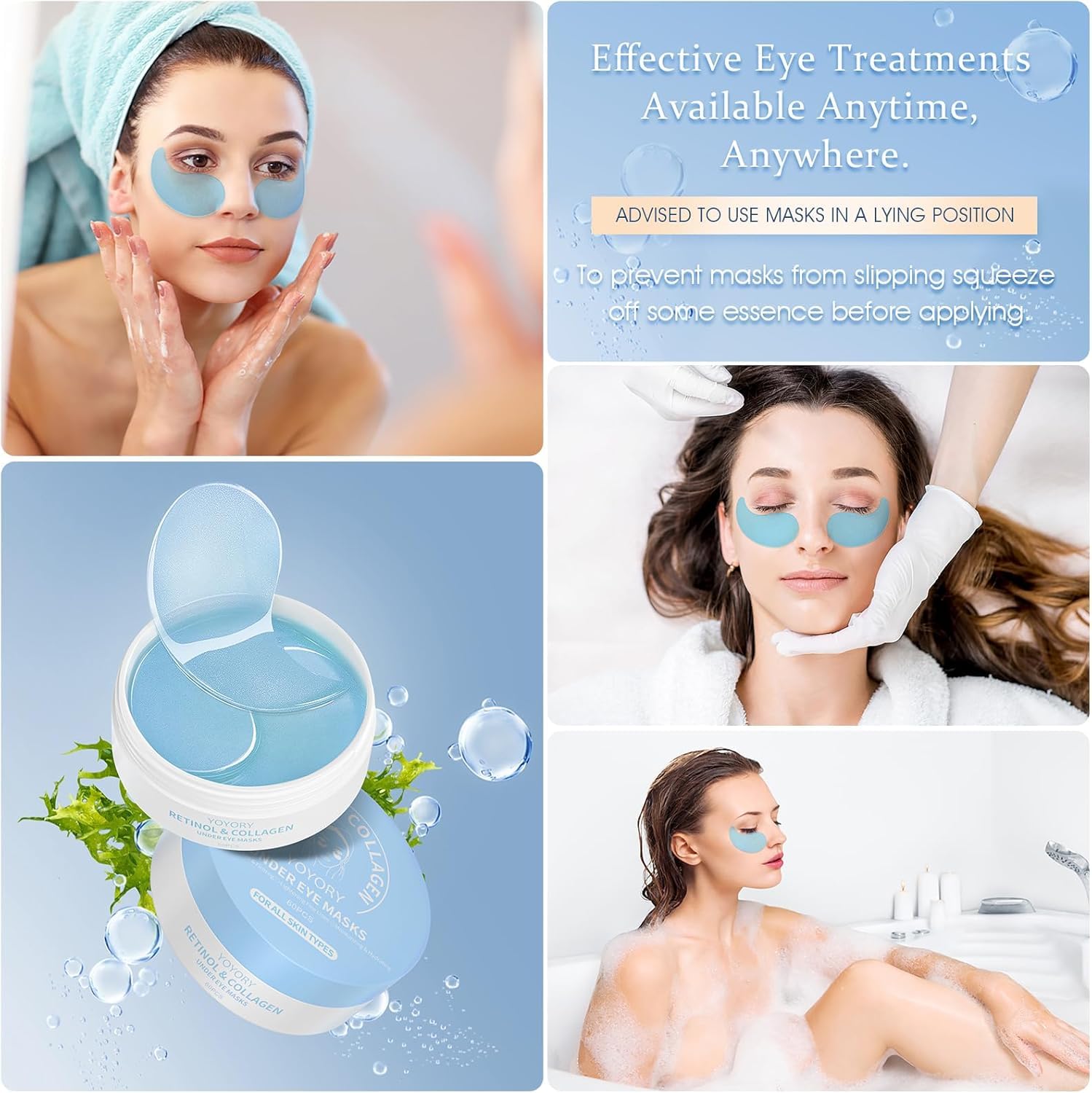 YOYORY Under Eye Patches Masks - for Eye Bags, Puffy Eyes, Wrinkles, Fine Lines, Dark Circles Treatment with Collagen and Hyaluronic Acid, Moisturizing and Hydrating - 60 Pcs