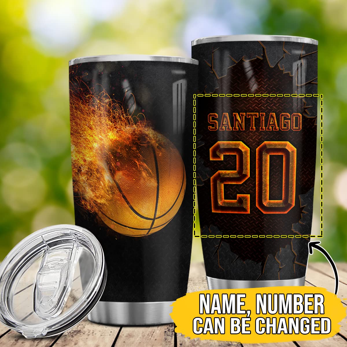 Wassmin Personalized Basketball Tumbler Sports Cups With Lids Gifts For Players Lovers Fan Coach Stainless Steel Insulated Tumblers 20oz 30oz Coffee Travel Mug Birthday Christmas Presents