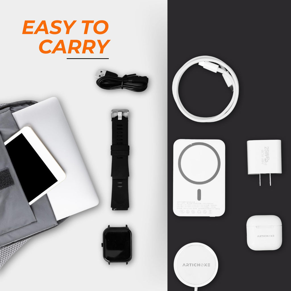 Artichoke 8-in-1 Tech Gadget Kit | Gifts for men - Power Bank 10000mAh, Smart Watch, TWS Earphones, Wireless Charger, Charging Adapter