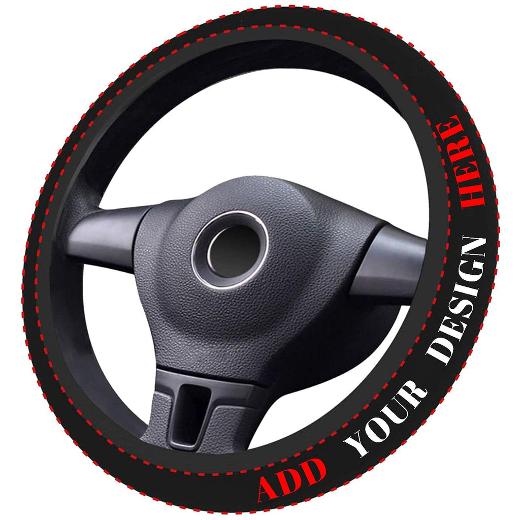 Pautious Custom Car Steering Wheel Covers, Personalized Universal Car Wheel Cover, Add Your Image Text Anti-Slip Car Accessories for Most Vehicle Sedan, Truck, SUV, Elastic, One Size