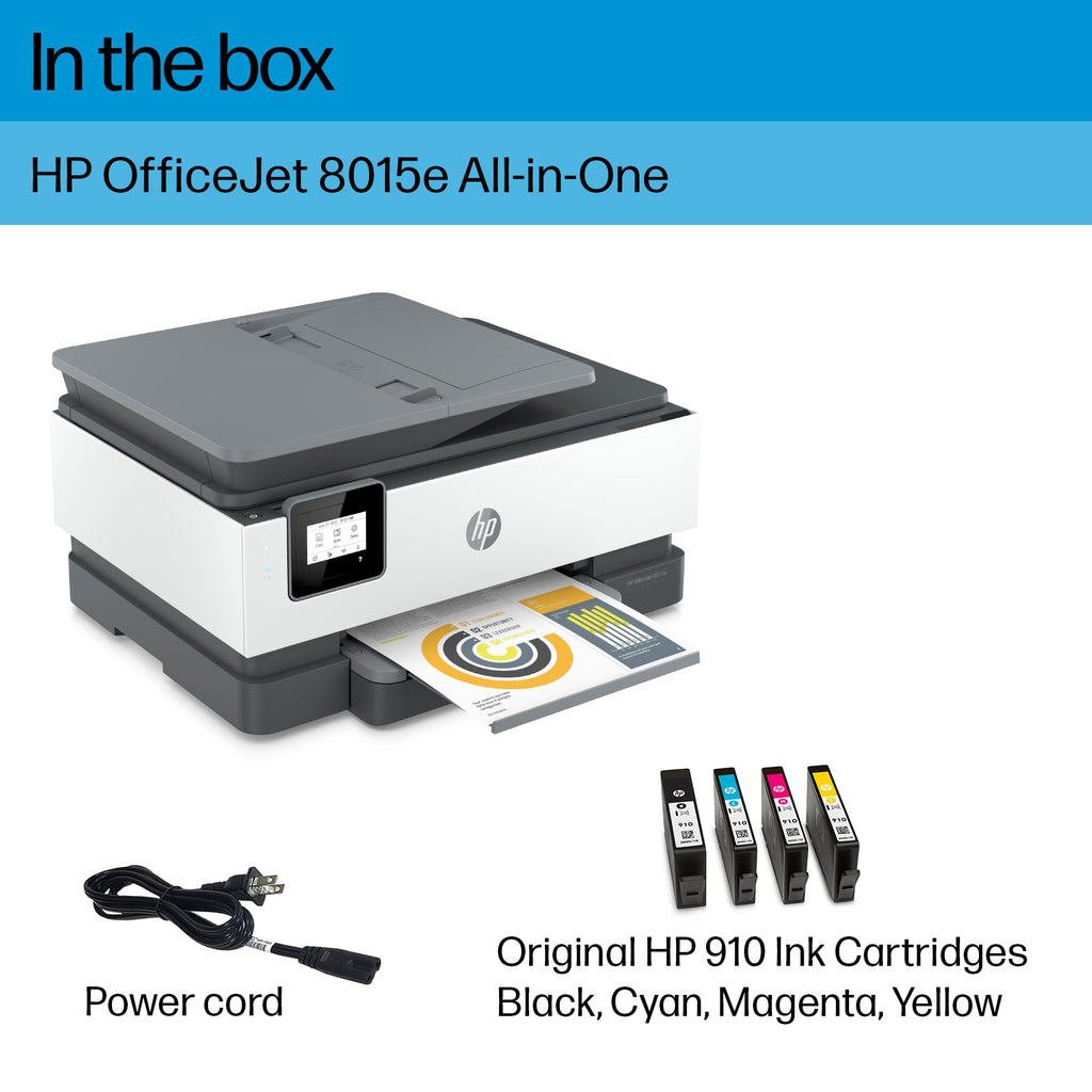 HP OfficeJet 8015e Wireless Color All-in-One Printer, 6 months of Instant Ink included