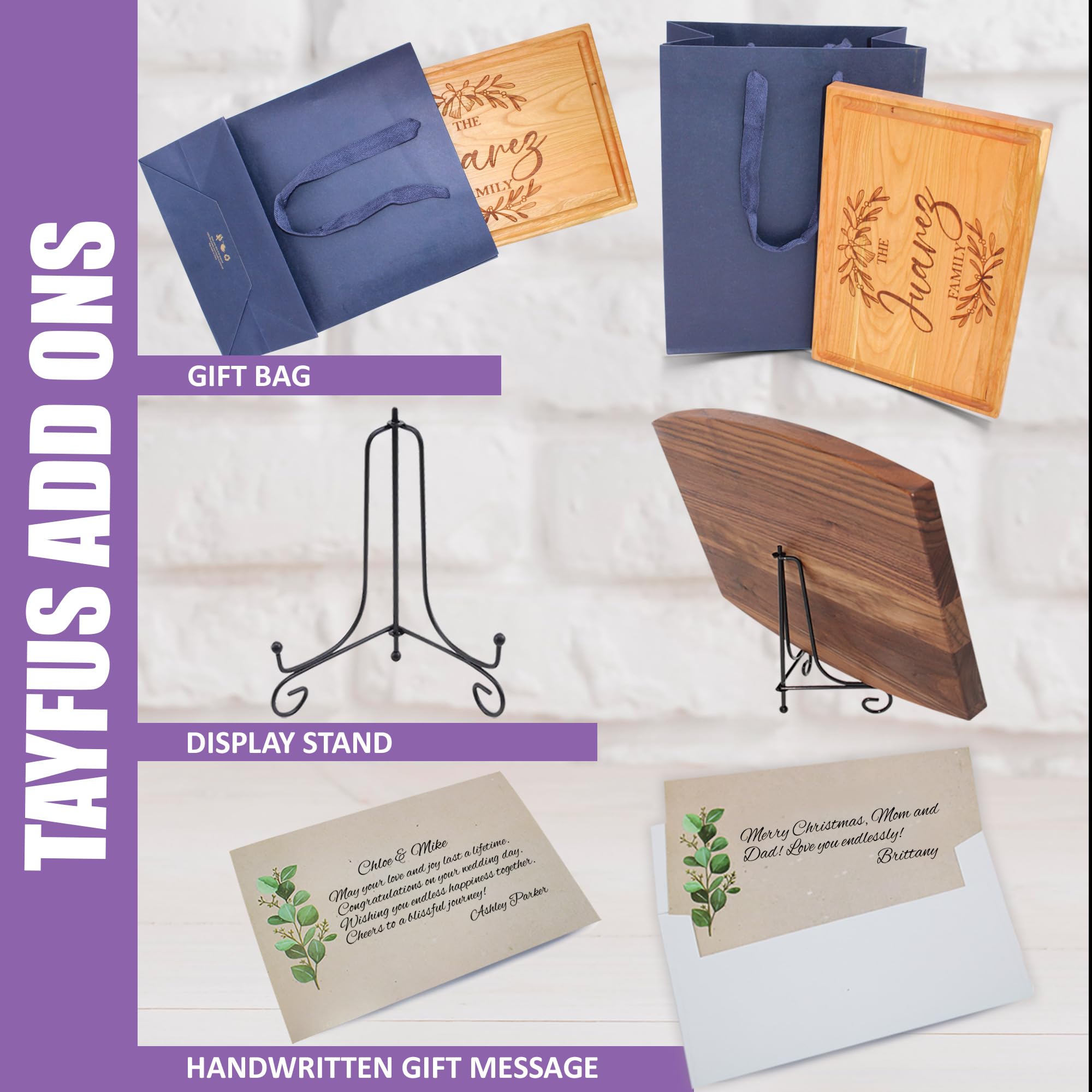 Tayfus Personalized & Monogrammed Cutting Boards, Handmade Custom Wood Serving Board, Christmas Gifts for Women and Men, Gifts for Christmas, Wedding and Anniversary, Housewarming Gift For Couples