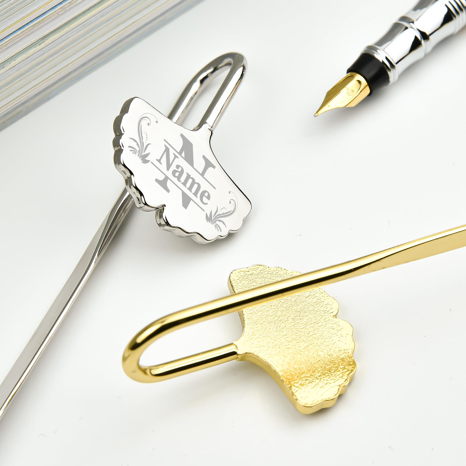 Engraved Personalized Bookmarks with Name - Cute Custom Metal Flower Bookmarks - Perfect Personalized Gifts for Readers and Book Lovers - Unique Small Friendship Gifts for Women, Men, Teachers (Petal)