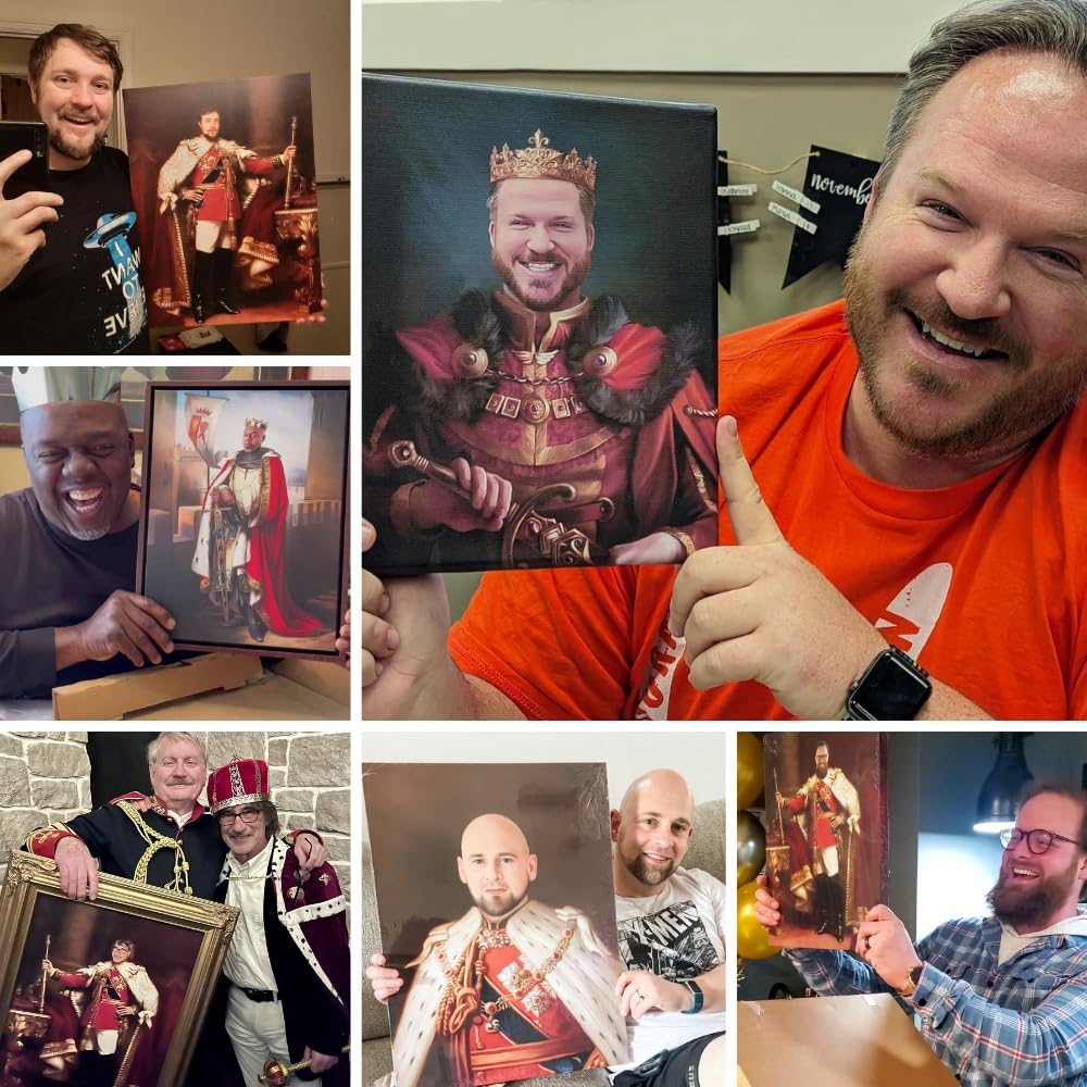Turn Me Royal Custom Royal Portrait from Photo, Renaissance Historical Canvas Birthday Gift for Him, Personalized Man Artwork (Portrait of the King, 8" x 10")