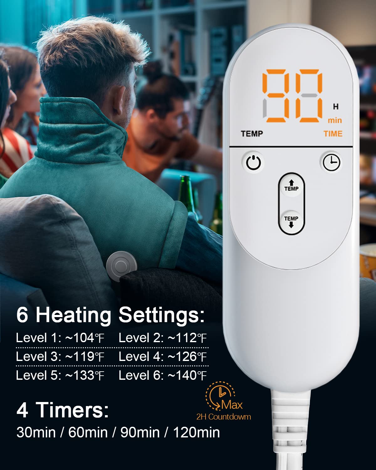 Heating Pad for Neck and Shoulder Pain Relief, Valentines Day Gifts for Her Women Mom Men Him, Weighted Heating Pad for Back 6 Heat Settings Auto Shut Off, Anniversary Birthday Gifts, 17x23inch, Blue