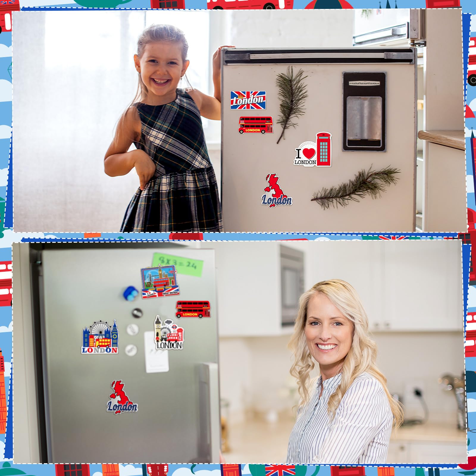 Tellegloww 18 Pcs London Fridge Magnet Magnetic Refrigerator Stickers Metal Magnet London Souvenirs Gifts Refrigerator Magnets Home Decoration Accessories