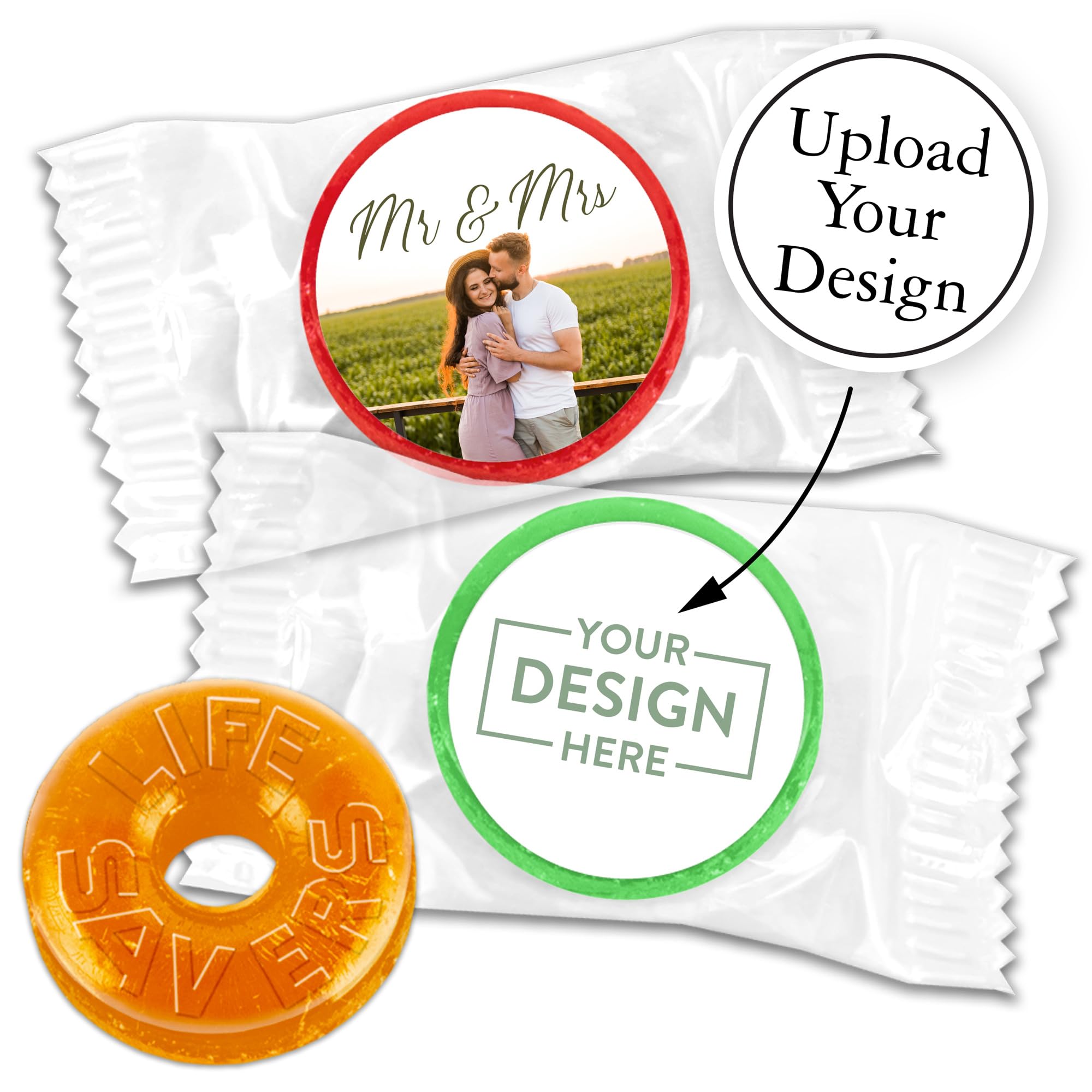 Personalized Life Savers Candy, Custom LifeSavers Candy Assortment for Wedding Favors, Baby Showers, Party Favors - Fully Assembled (Set of 100)