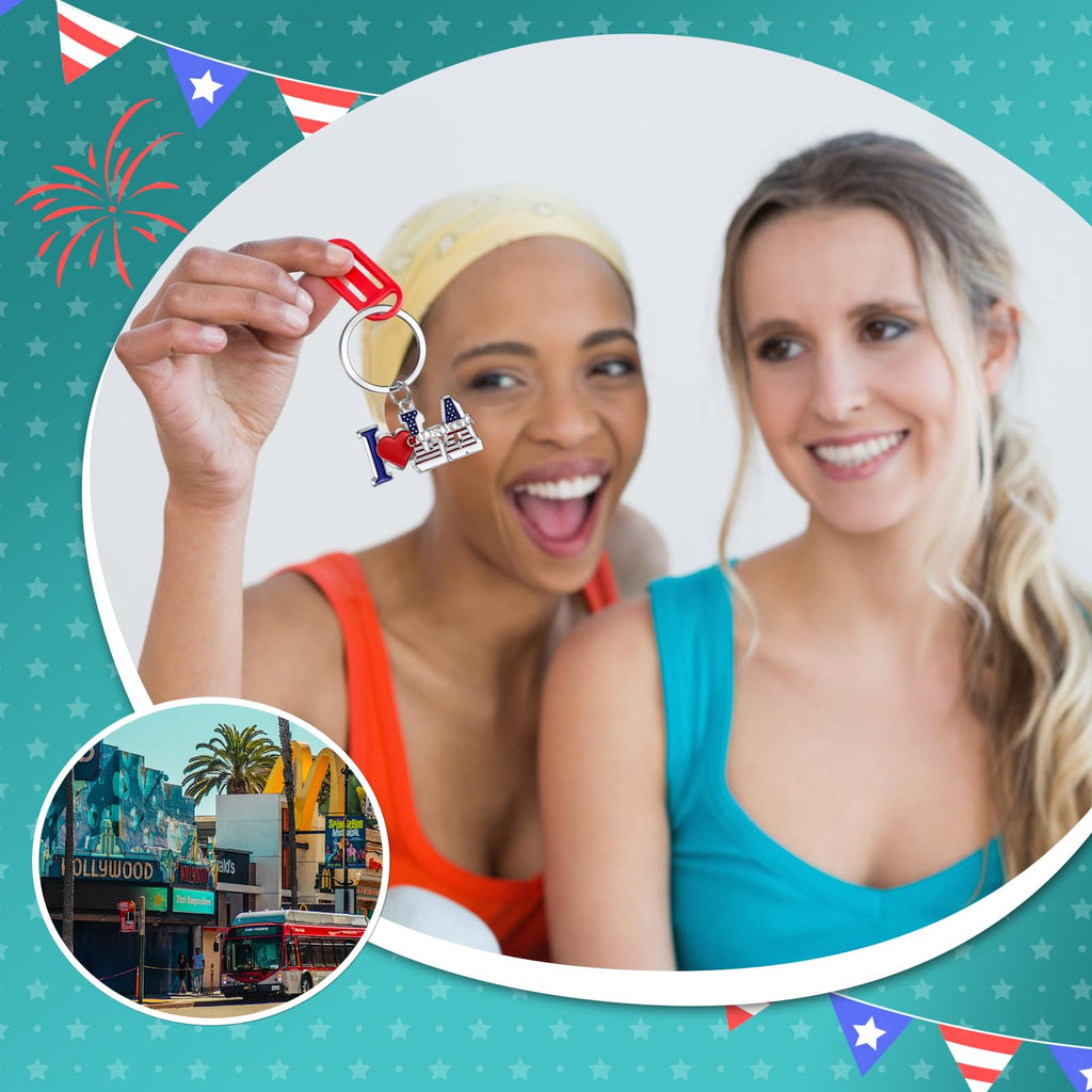 Landical 12 Pcs Los Angeles Souvenir Keychain California Souvenir Gifts Metal I Heart LA Keychain Bottle Opener Keyring