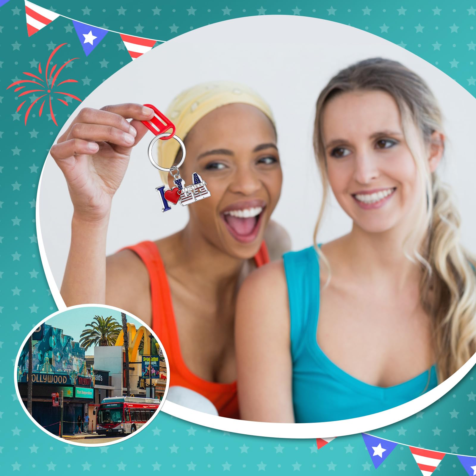 Landical 12 Pcs Los Angeles Souvenir Keychain California Souvenir Gifts Metal I Heart LA Keychain Bottle Opener Keyring