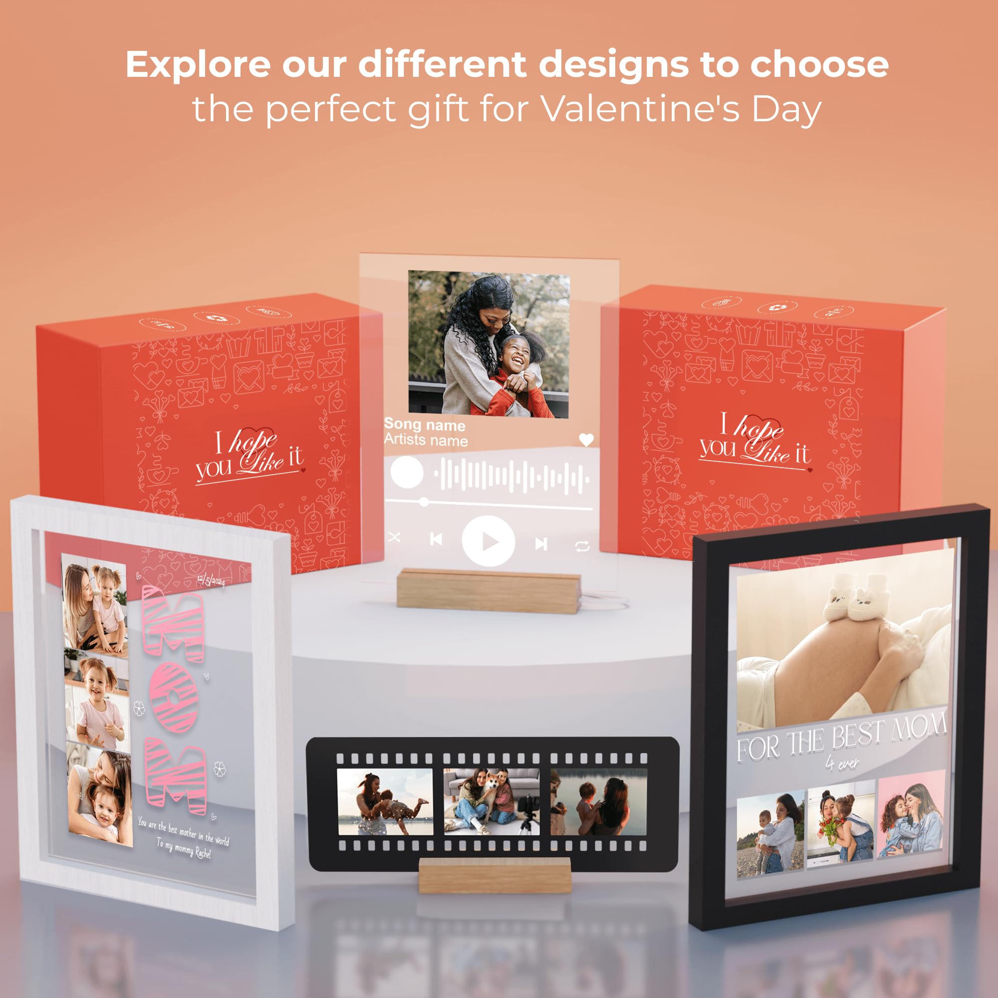 EGD Custom Spotify Plaque Gifts for Women | Choose Your Photo & Song for Valentines Day Gifts for Her Him | Valentines Day Gifts for Girlfriend Boyfriend | Customized Gifts for Couples | Multi-Size