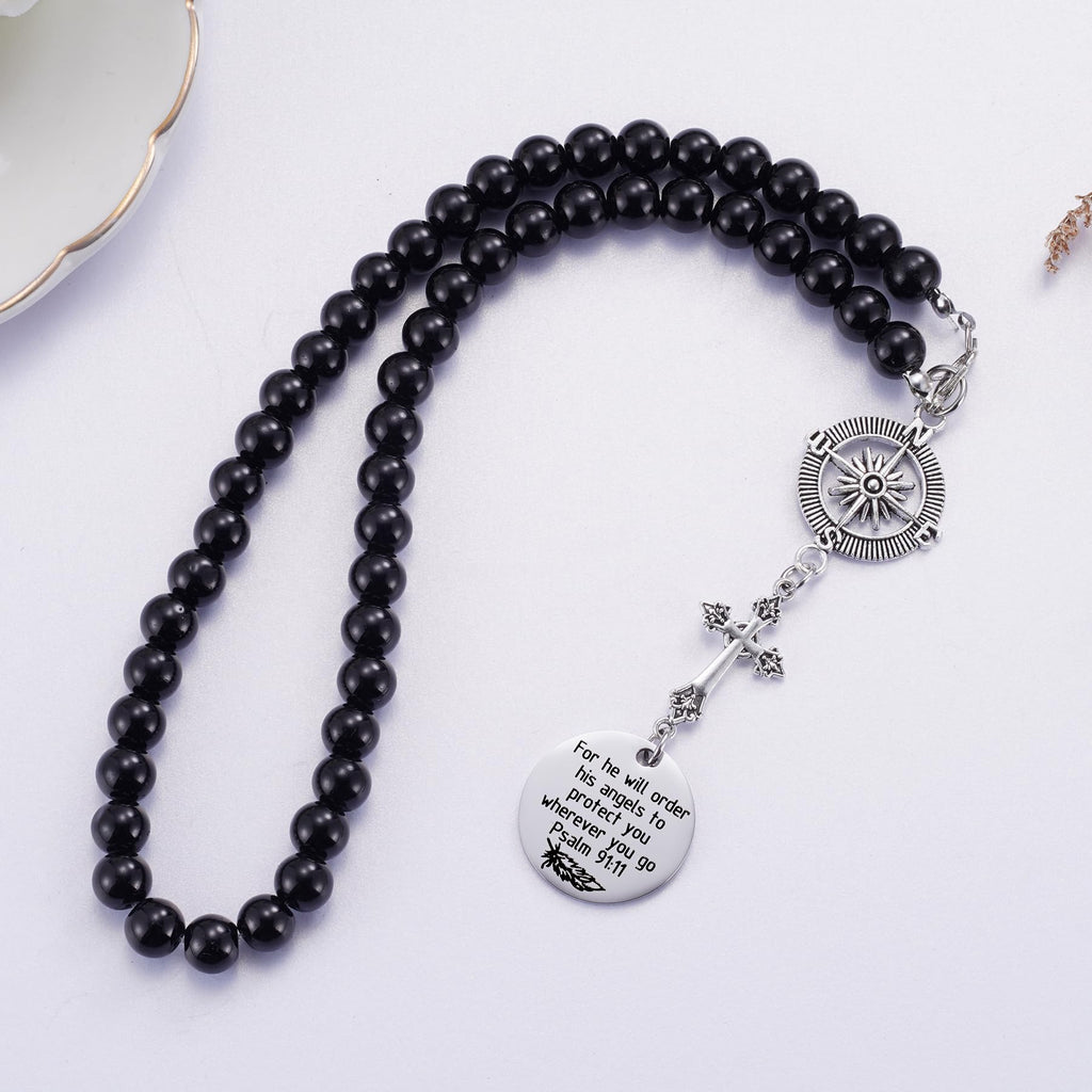 Cross Car Charm, for He Will Order His Angels to Protect You Wherever You Will Go, Rear View Mirror Car Charm, Psalm 91:11, Bible Verse, Religious Gifts for Women