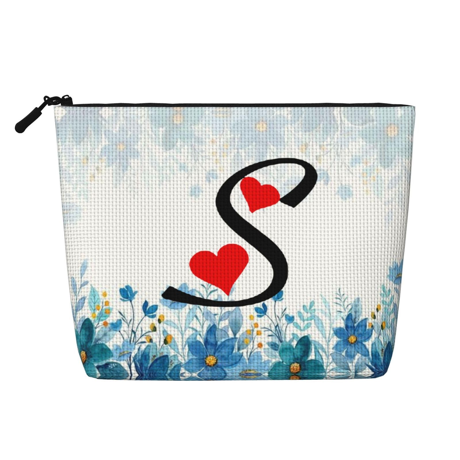 JINFUZG Personalized Makeup Bag, Custom Initial Cosmetic bag With Name, Portable Waterproof Travel Toiletry Bag Gifts for Women, Mom, Friend, Bridesmaid (No Custom)