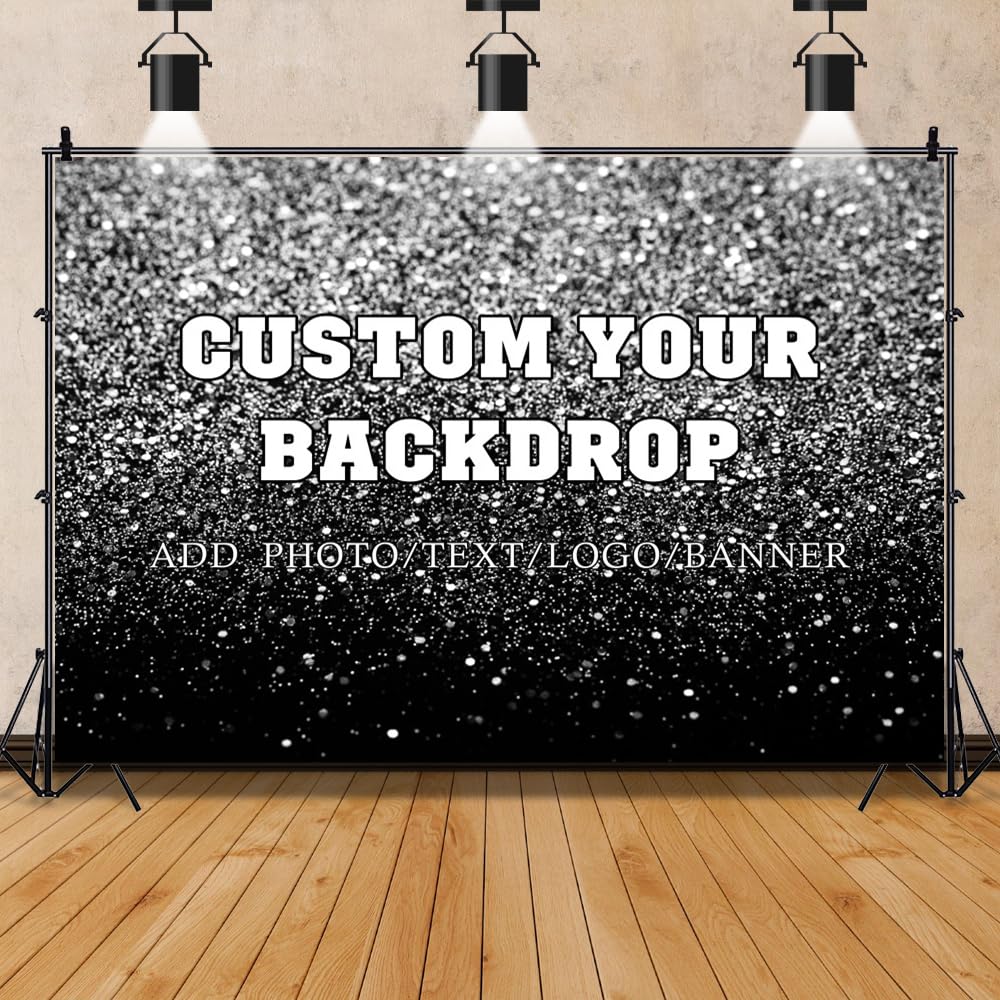 Leowefowa 7x5ft Custom Image Background Personalized Backdrop Customized Vinyl Backdrop with Pictures Photo Text Custom Banner Supplies Background for Baby Shower Birthday Party Decor