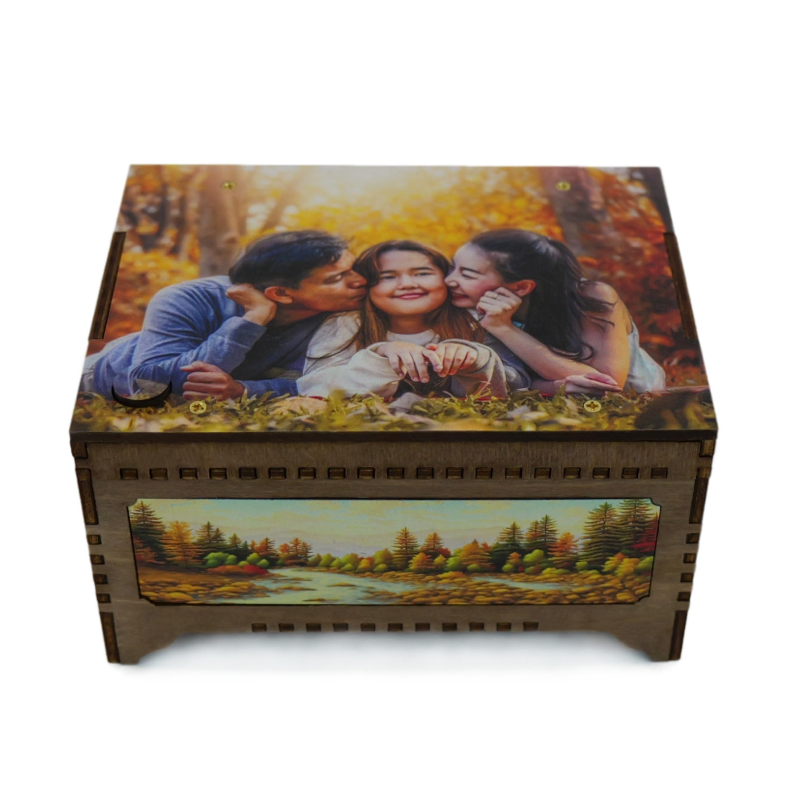 Personalized Photo Top Music Box, Plays Any Custom Song, Printed Image Gift