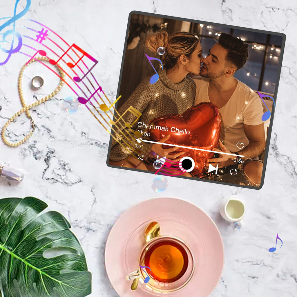 Custom Music Fridge Magnet with Photo, Song & Album Cover Personalized Music Player Refrigerator Magnet Custom Gifts for Christmas Valentine's Day for Boyfriend Couples Girlfriend Music Lovers