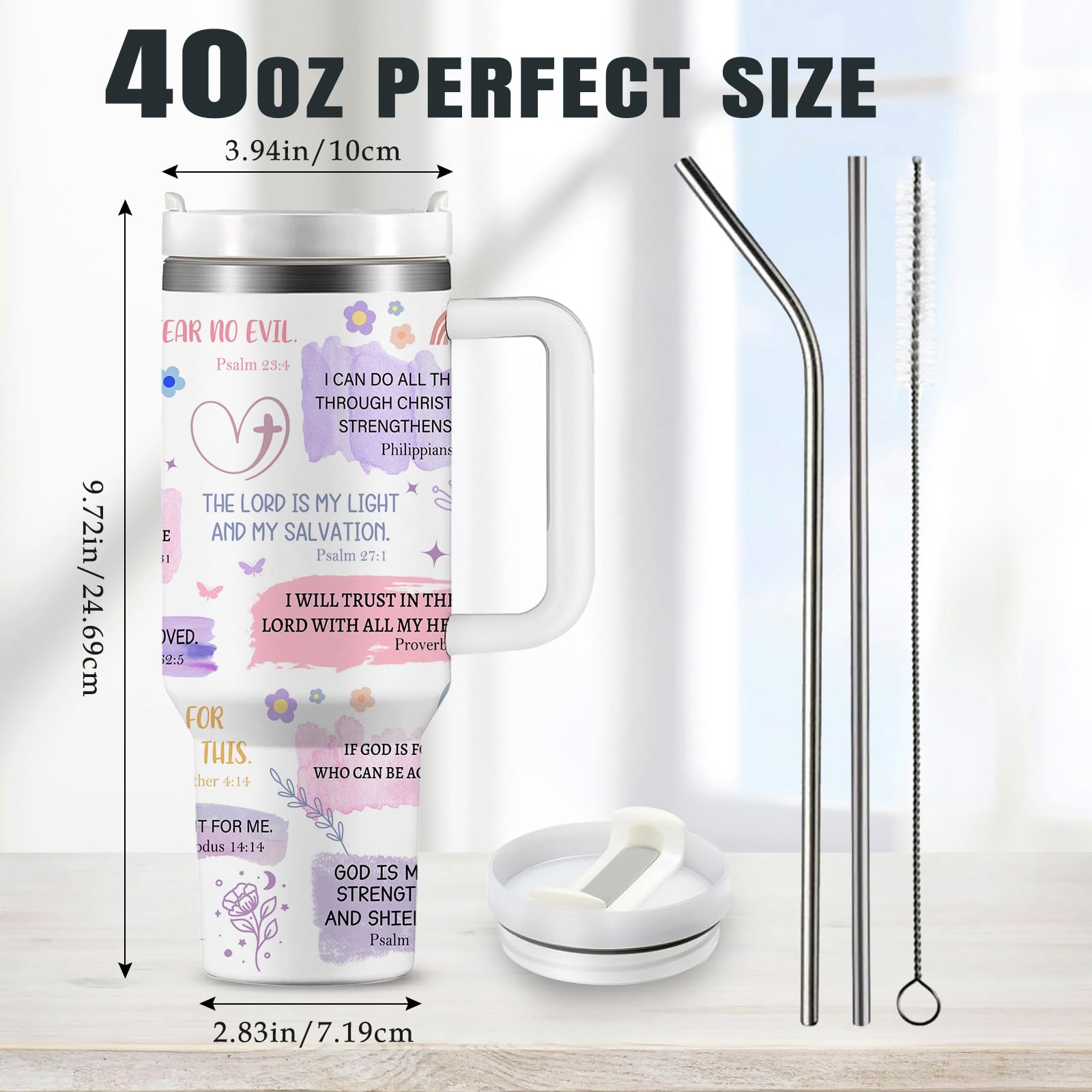 HYMONA Christian Gifts for Women Coffee Tumbler 40Oz - I Am A Child of God Gifts Cups, Inspirational Religious Gifts for Women, Baptism Confirmation Gifts, Catholic Spiritual Faith Bible Verse Gifts