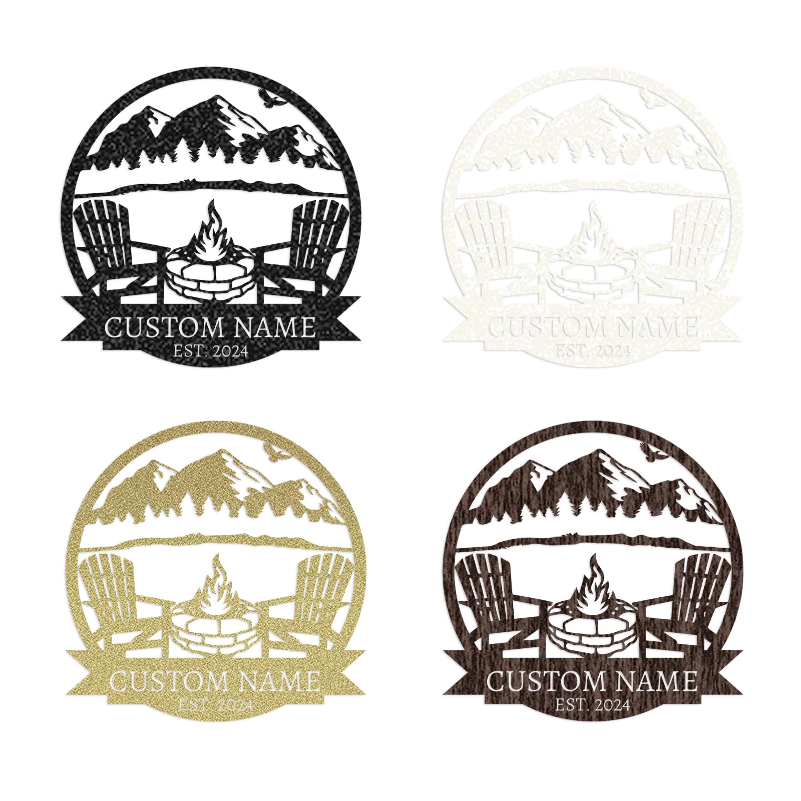 Dyoart Personalized Camping Signs | Custom Metal Sign | Custom Mountain Campfire Sign | Custom Signs Outdoor Metal | Family Name Sign | Personalized Campfire Name Sign | Metal Wall Art | Camping Signs