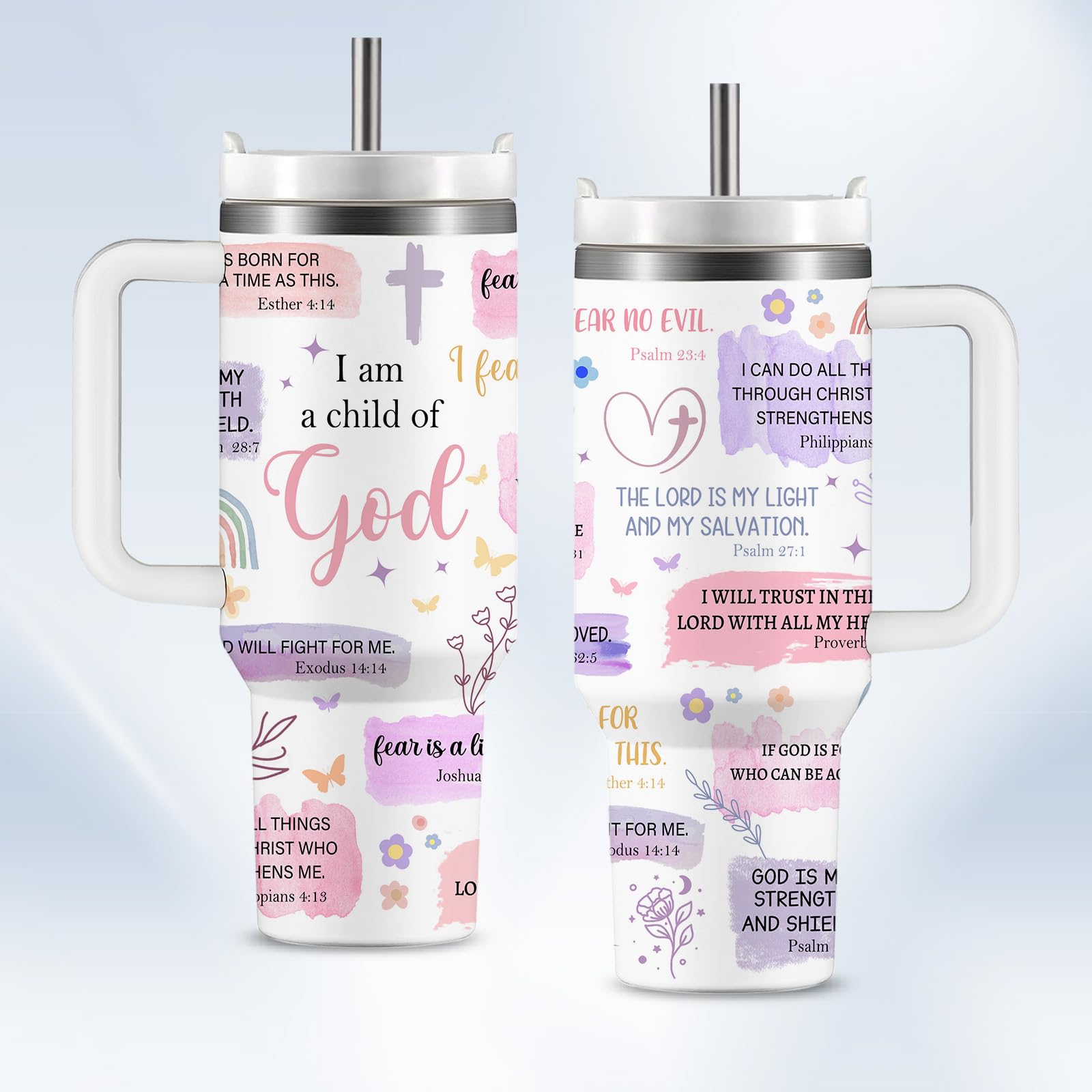 HYMONA Christian Gifts for Women Coffee Tumbler 40Oz - I Am A Child of God Gifts Cups, Inspirational Religious Gifts for Women, Baptism Confirmation Gifts, Catholic Spiritual Faith Bible Verse Gifts