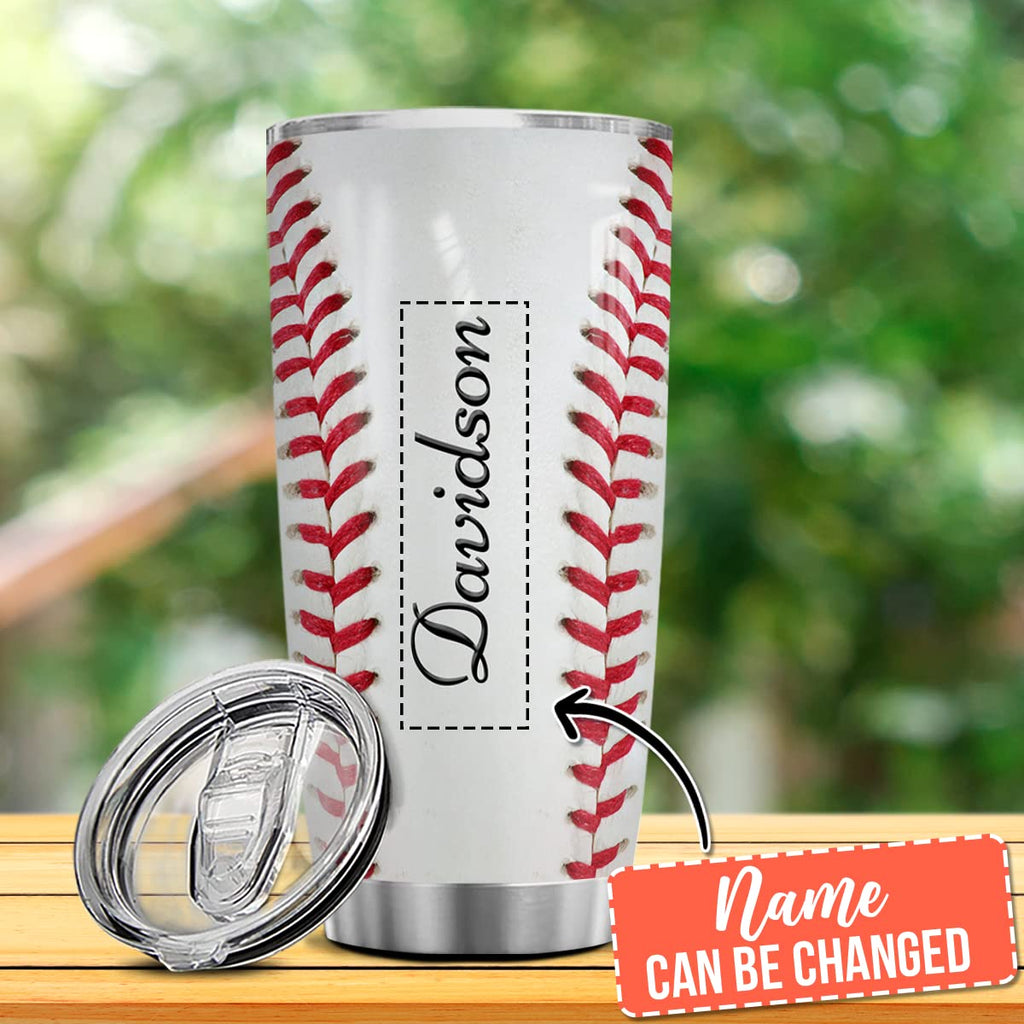 winorax Personalized Baseball Tumbler Stainless Steel Double Wall Vacuum Insulated Tumblers Baseball Gifts for Women Men Fan Coach Sport Lovers Birthday Christmas Mother's Day Father's Day Presents