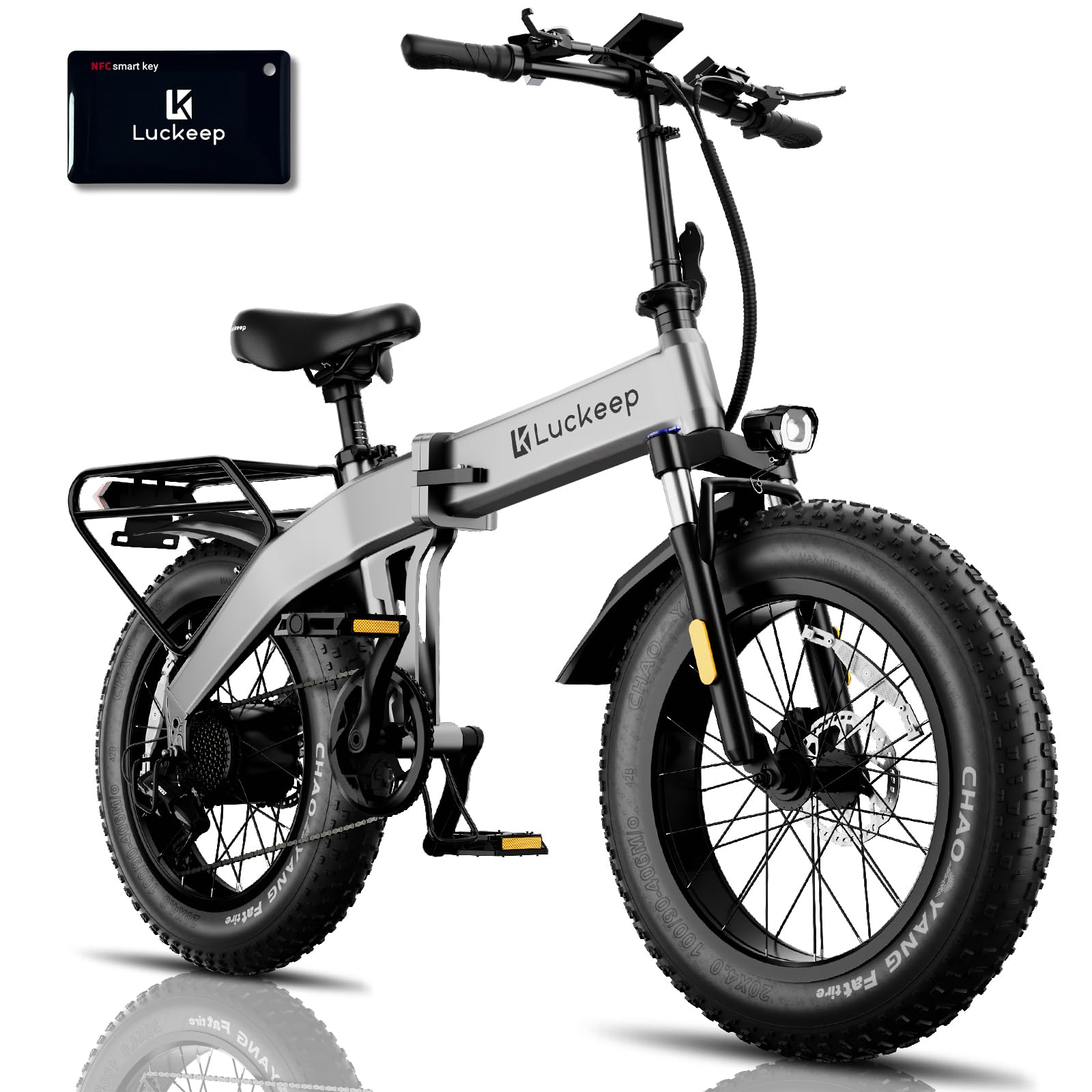 Luckeep Folding Electric Bike for Adults 1200W Peak Motor,48V 720WH Battery 28MPH 60 Miles, 20 * 4 Inch Fat Tire Folding Ebikes for Adults with NFC Unlock, Anti-Theft Alarm & UL Certificated E-Bike