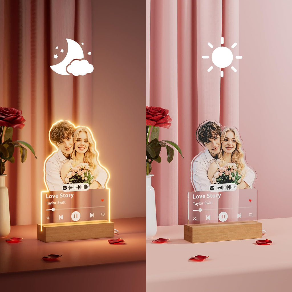 witfox Personalized Gifts for Boyfriend Girlfriend - Customized Photo Gifts for Him Her, Spotify Plaque Custom Picture Frame Gifts, Personalized Anniversary Birthday Valentines Day Gifts for Couple