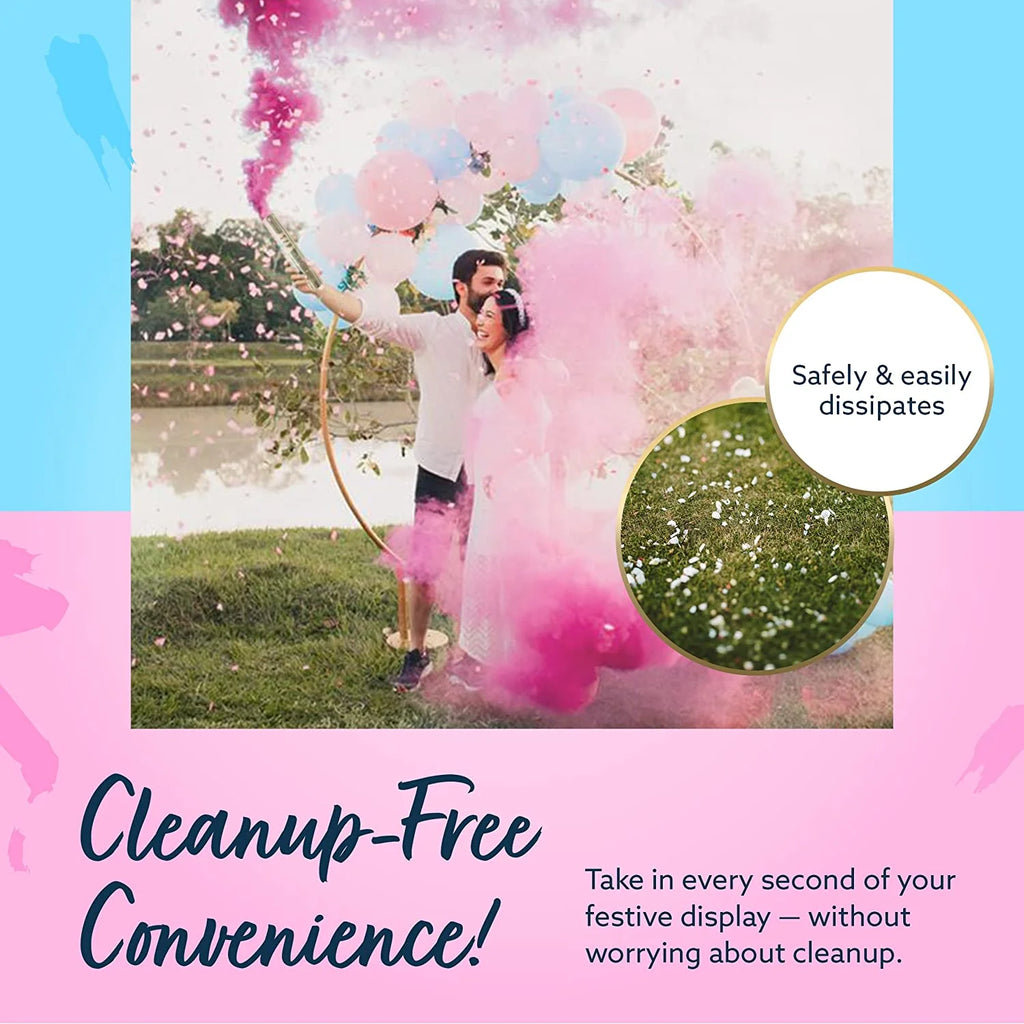 Gender Reveal Confetti Powder Cannon - Set of 4 Mixed (2 Blue 2 Pink)