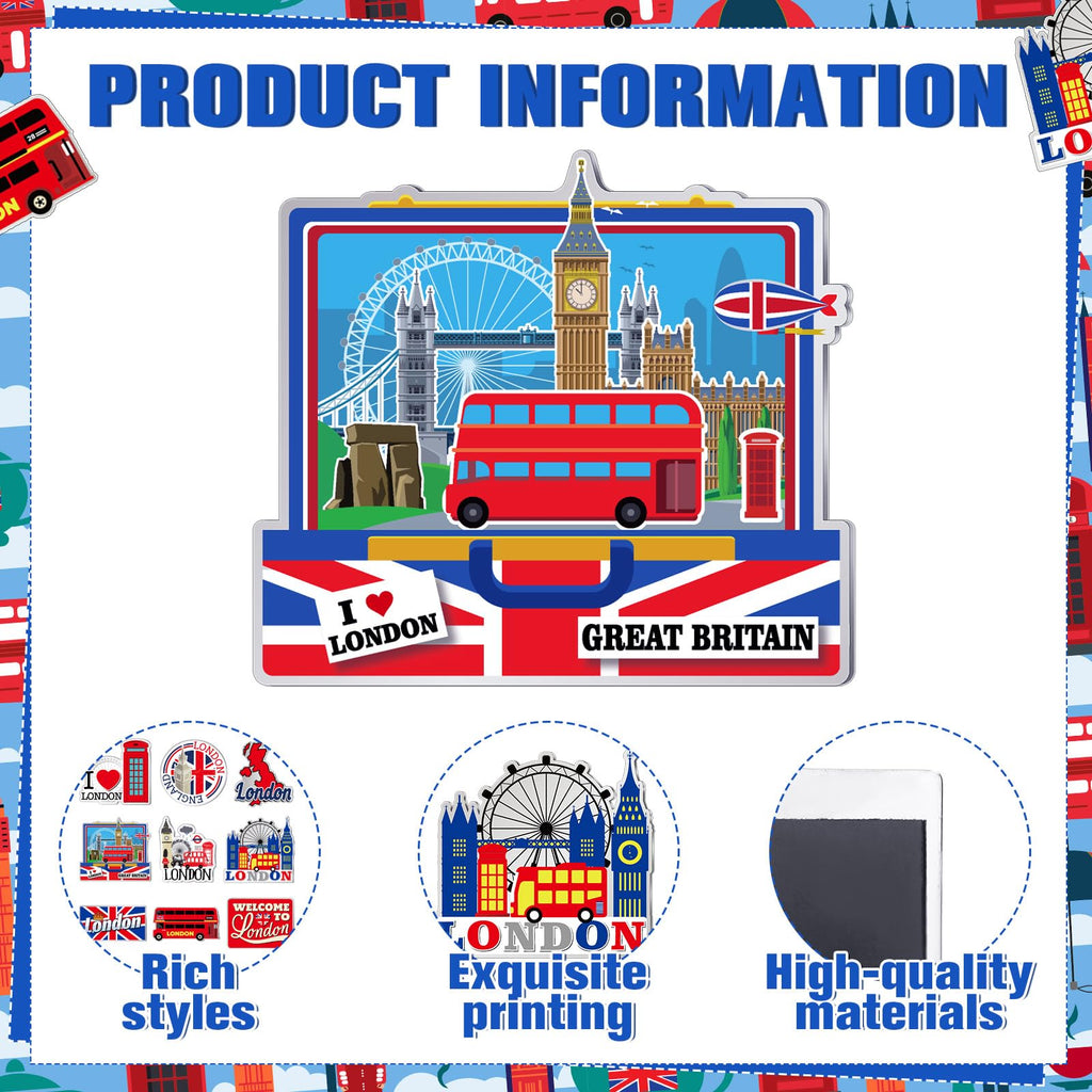 Tellegloww 18 Pcs London Fridge Magnet Magnetic Refrigerator Stickers Metal Magnet London Souvenirs Gifts Refrigerator Magnets Home Decoration Accessories