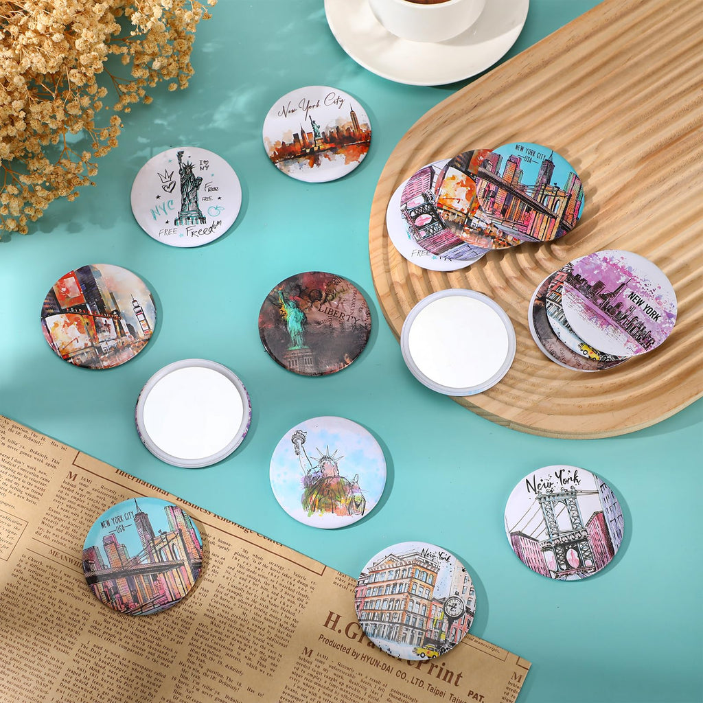Bulyoou 36 Set New York Souvenirs Gifts Include 36 Pcs City Cosmetic Bag Bulk New York Makeup Bag 36 Pcs NYC Souvenirs Makeup Mirrors for Girl Women Traveler Birthday Valentine Party Favors