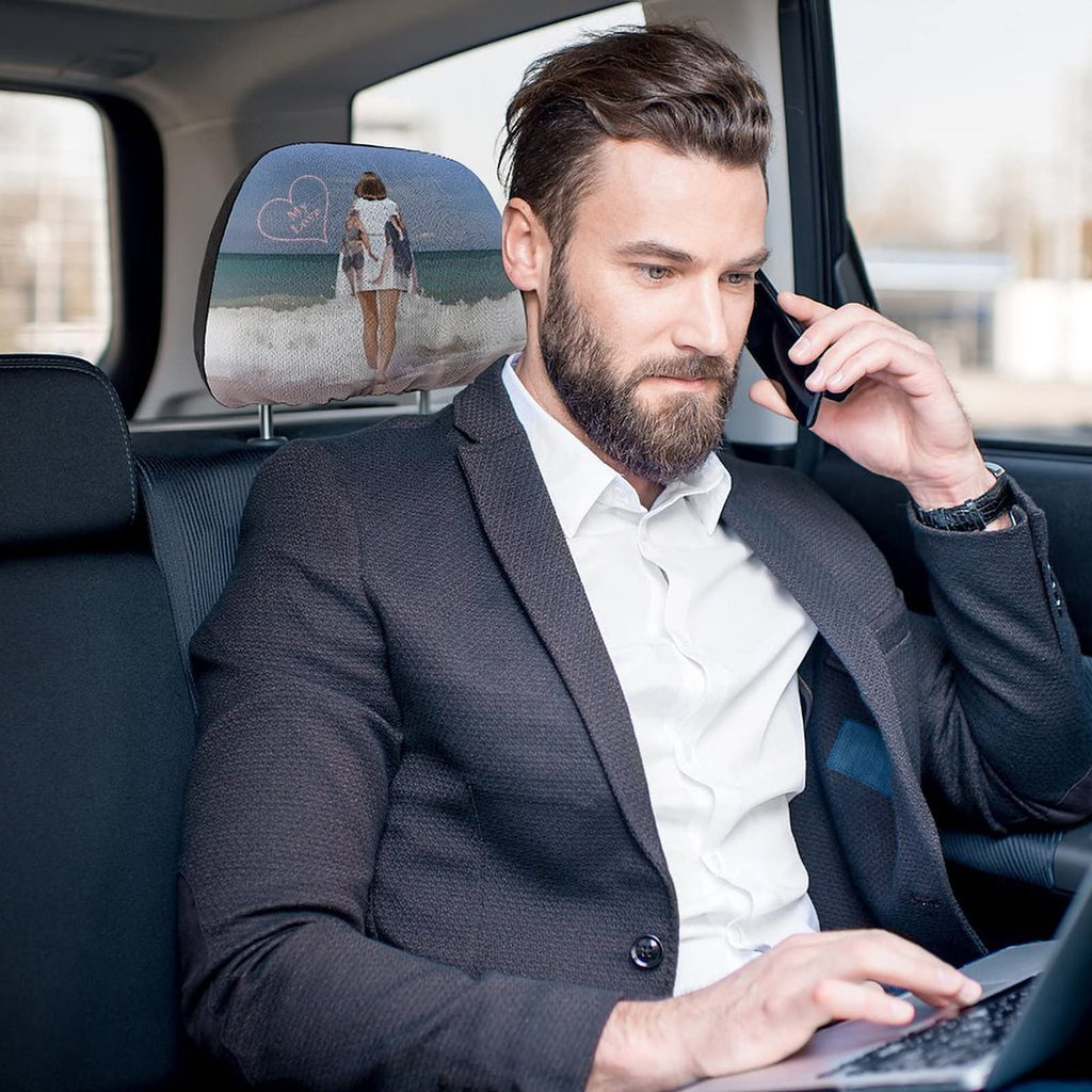 buxvhre Custom Headrest Covers for Cars Personalized Car Seat Headrest Cover Add Your Photo Text Washable Decorative Headrest Cushion Case (2 PCS)