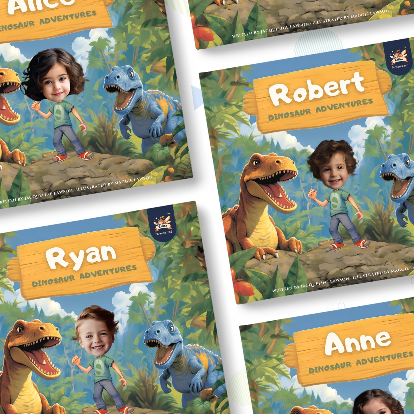 Personalized Children Story Book - Dinosaur Adventure - Customized Name & Photo - Baby Gifts - Kids Engaging Story - Elfink (Soft Cover)