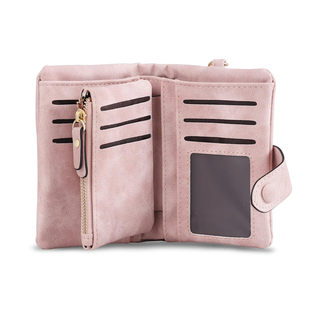 Aiemghsde Personalized Custom Wallet with Birth Flower & Name for Women Mom Credit Card Wallet With Wrist Strap Birthday Gifts for Mothers Day (Pink)