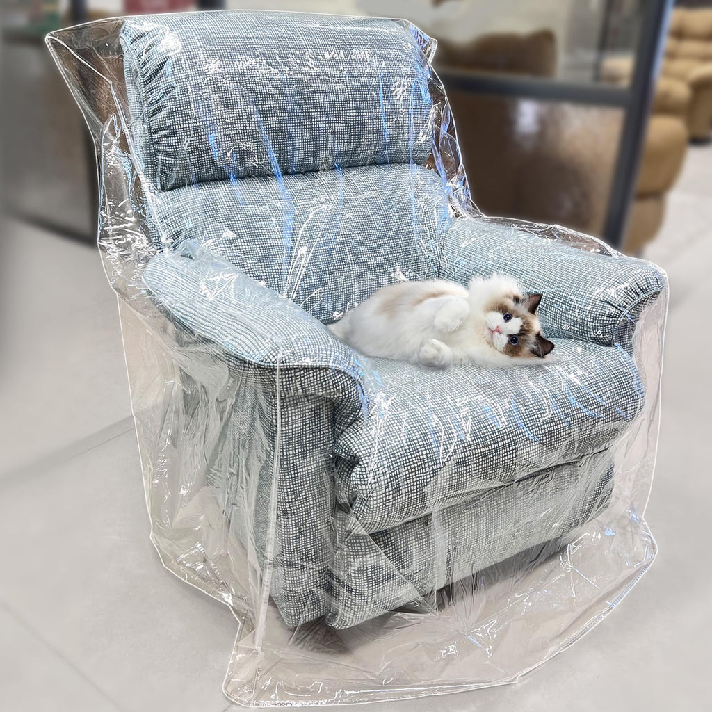 Swanna Plastic Recliner Furniture Cover – Clear Moving Bag for Couch, Heavy Duty Waterproof Cover Pets | Cat Scratching Protector,Plastic Chair Cover 42" BH x 25" AH x 36”W x 40”D (Armchair-1 Pack)