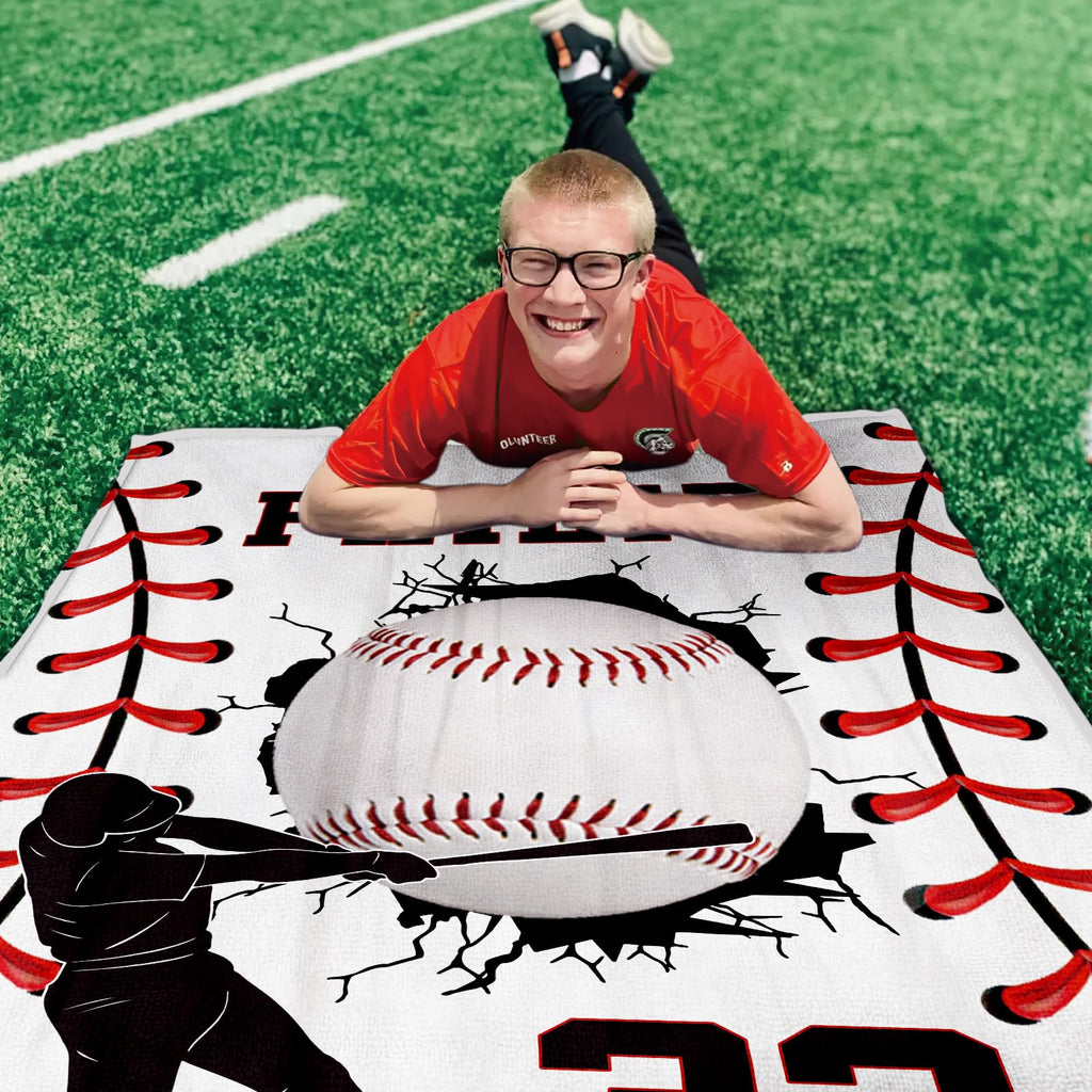 Pinkfulum Personalized Baseball Blankets with Name Numbers, Custom Baseball Team Game Throw Flannel Blankets Stuff Gifts for Boys Sports Lover Fans Kids Adult